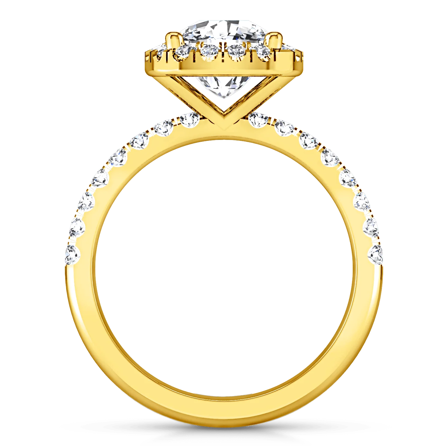 Halo Diamond Cushion Cut Engagement Ring Jessica 14K Yellow Gold - Image 3
