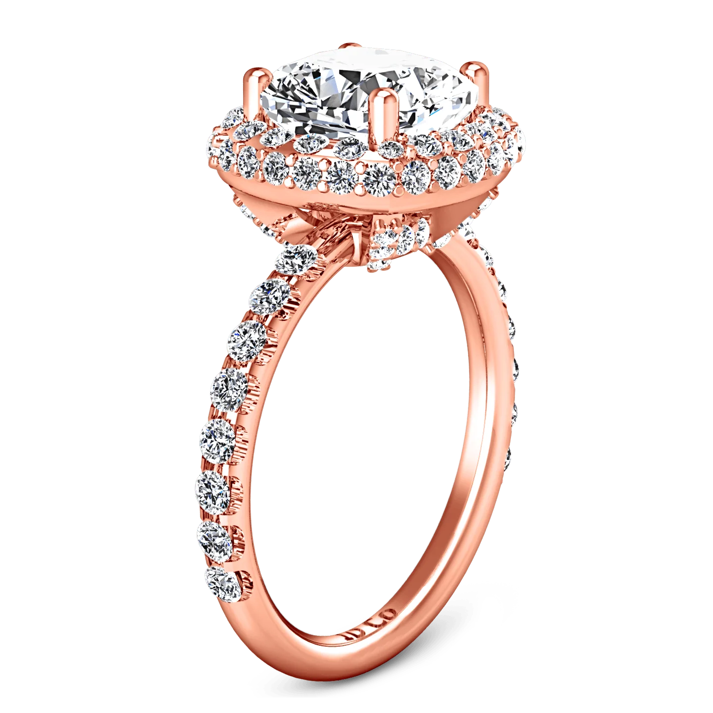 Halo Diamond Cushion Cut Engagement Ring Kristine 14K Rose Gold - Image 2