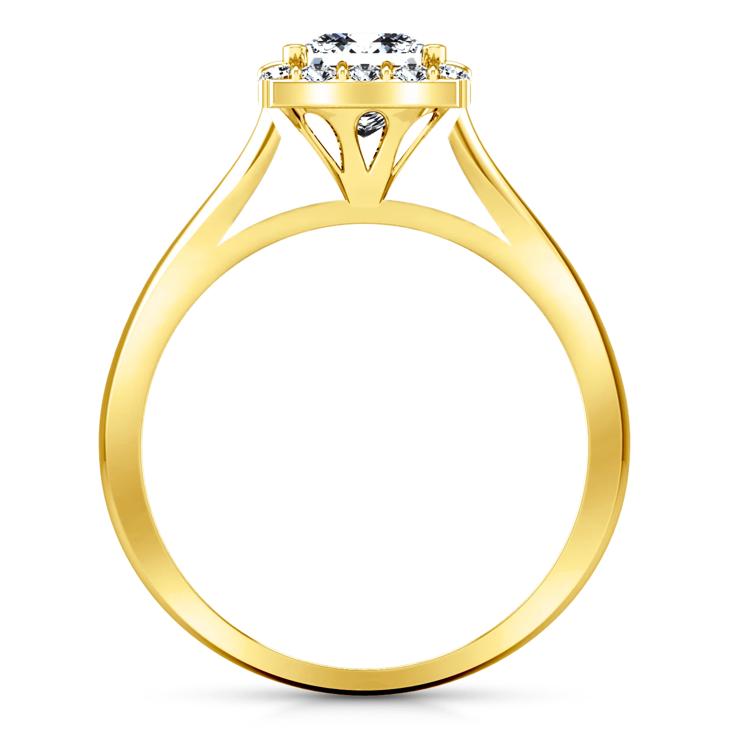 Halo Diamond Princess Cut Engagement Ring Lumiere 14K Yellow Gold - Image 3