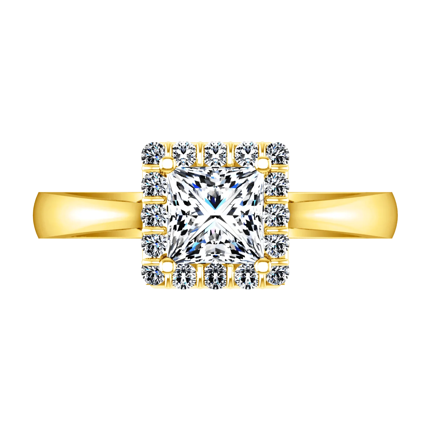 Halo Diamond Princess Cut Engagement Ring Lumiere 14K Yellow Gold - Image 4