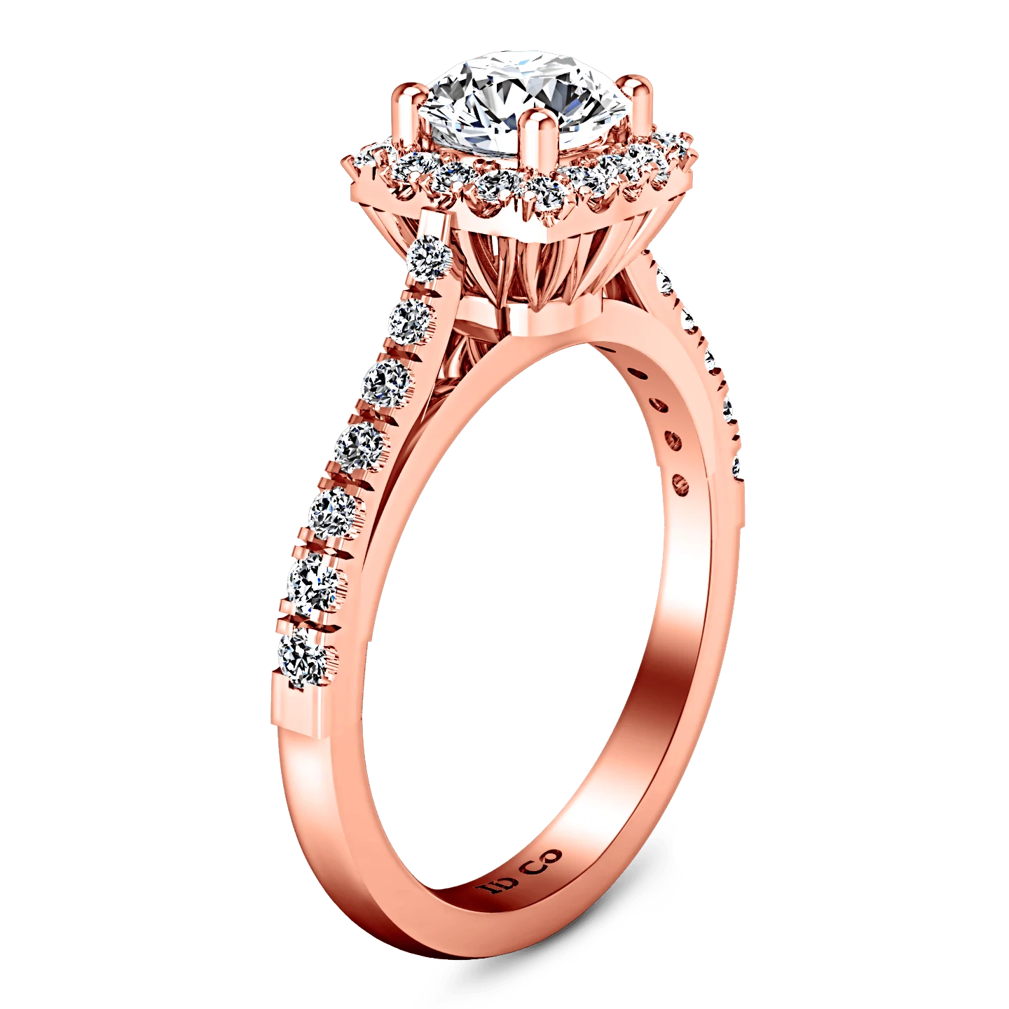 Halo Diamond Engagement Ring Mallory 14K Rose Gold - Image 2