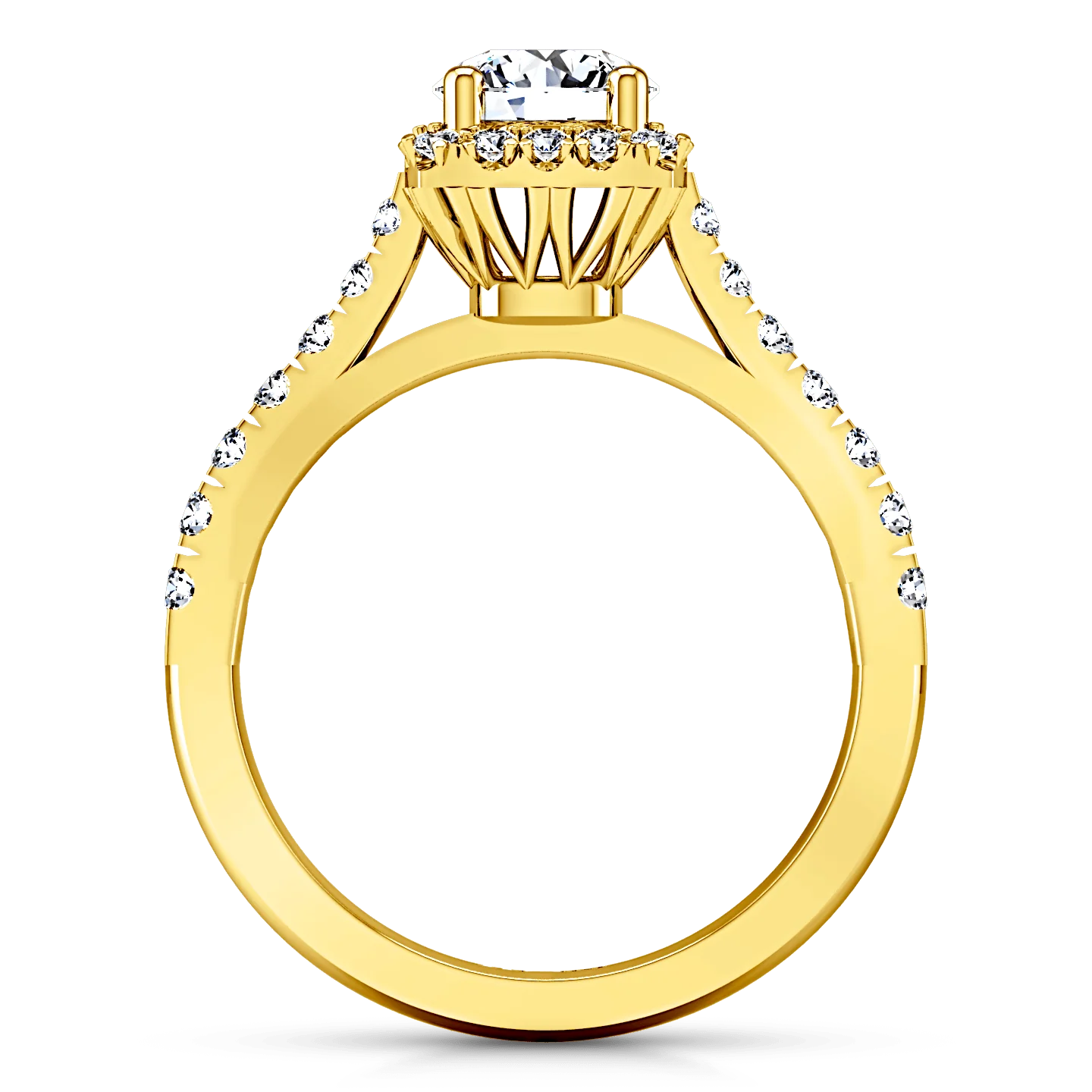 Halo Diamond Engagement Ring Mallory 14K Yellow Gold - Image 3
