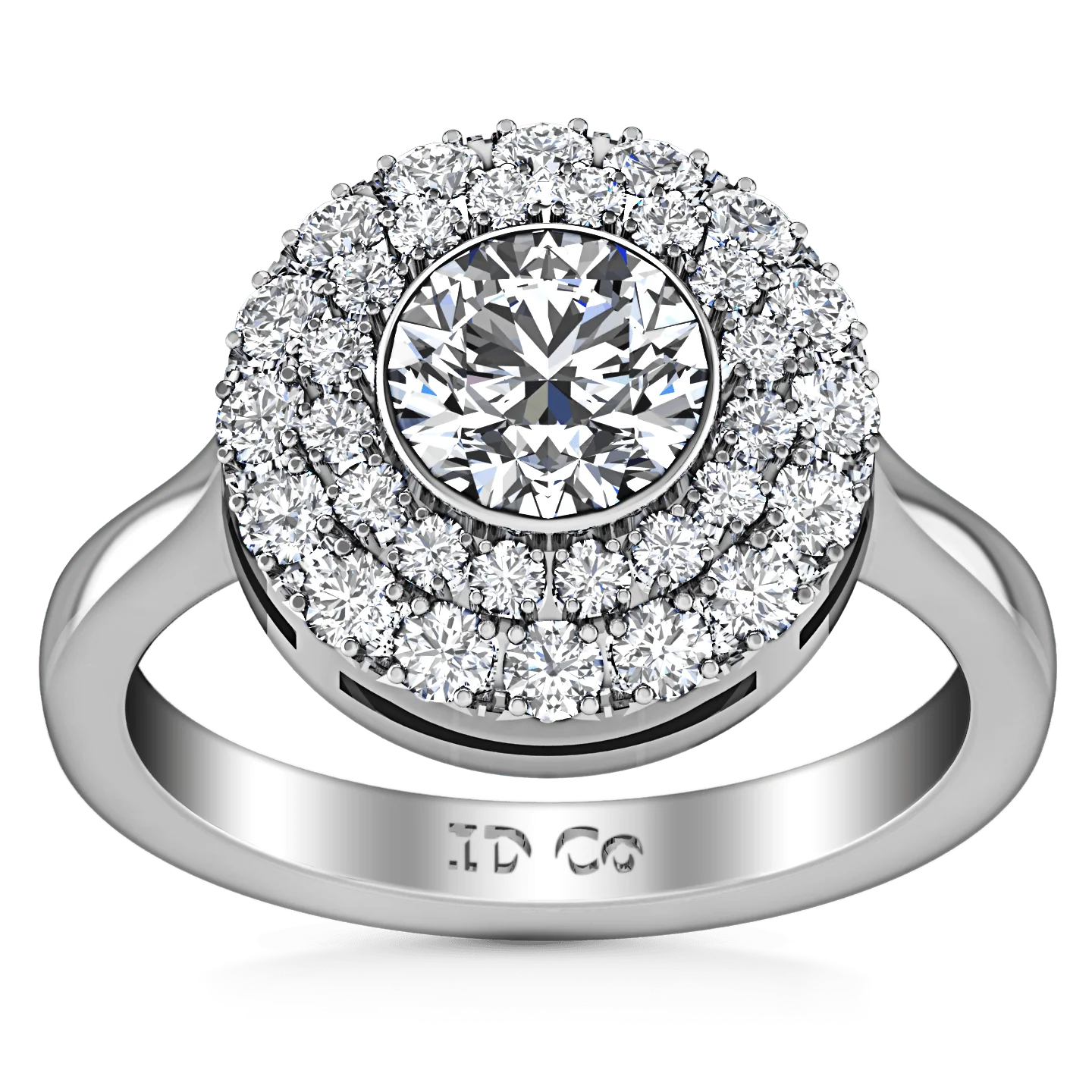 Round Diamond Halo Engagement Ring Mandy 14K White Gold