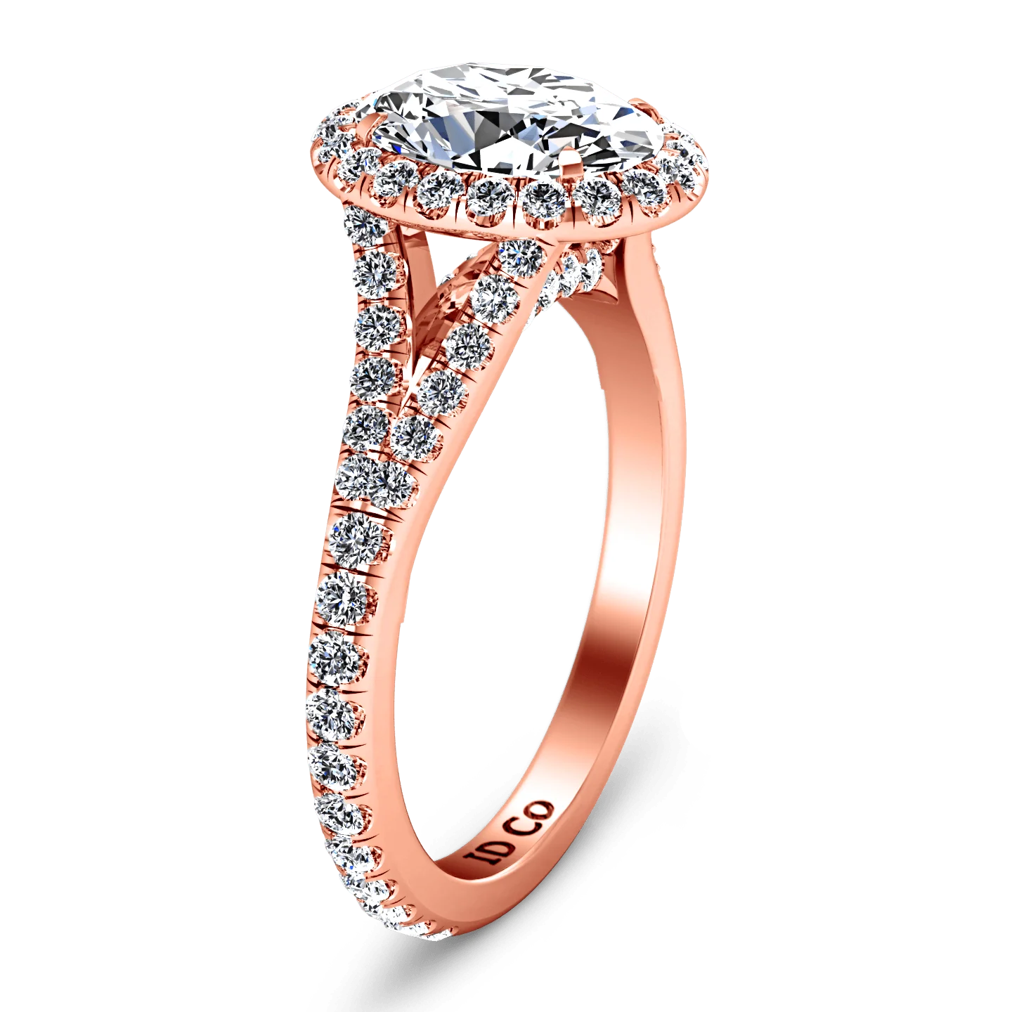 Halo Diamond Oval Engagement Ring Melody 14K Rose Gold - Image 2