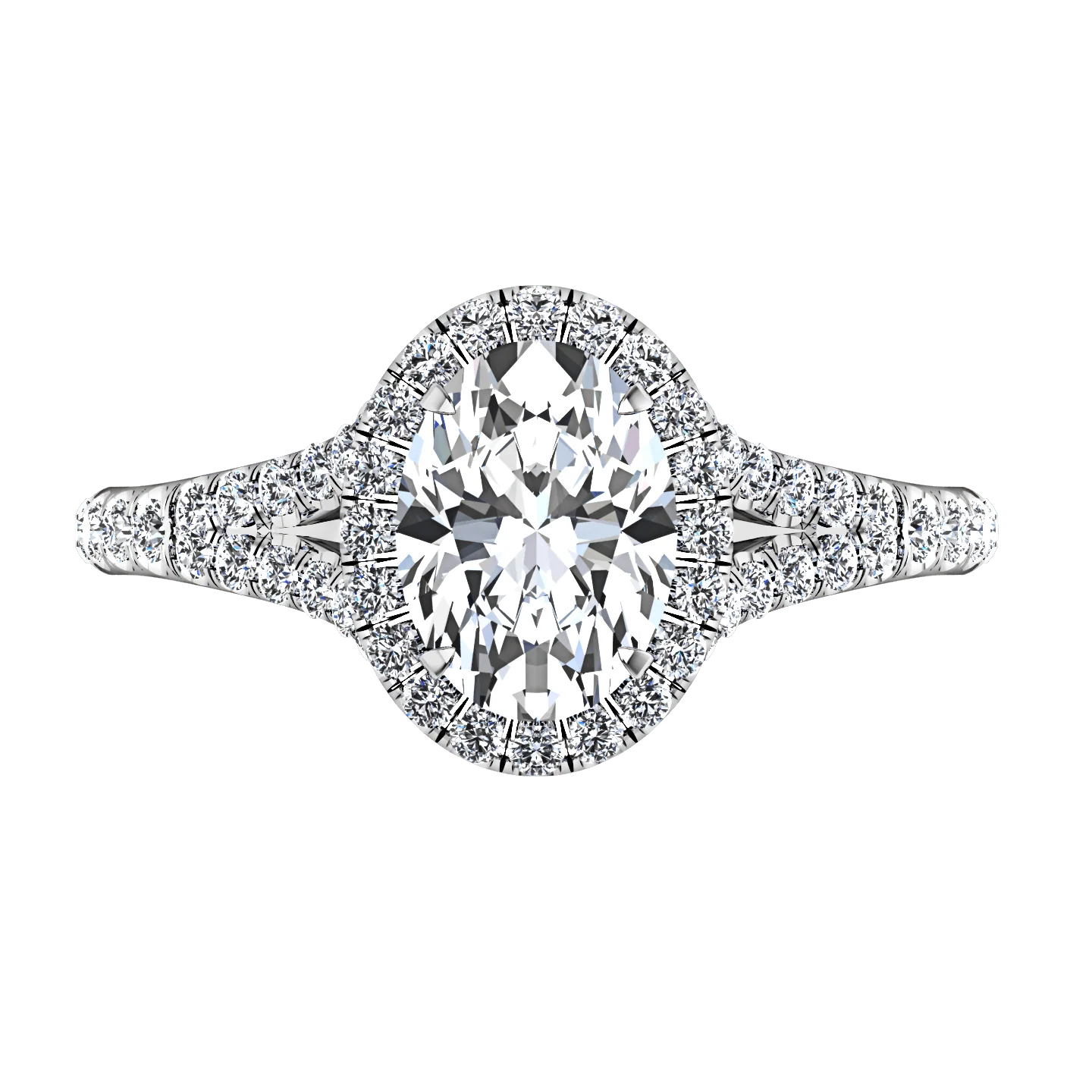 Halo Oval Diamond Engagement Ring Melody 14K White Gold - Image 4