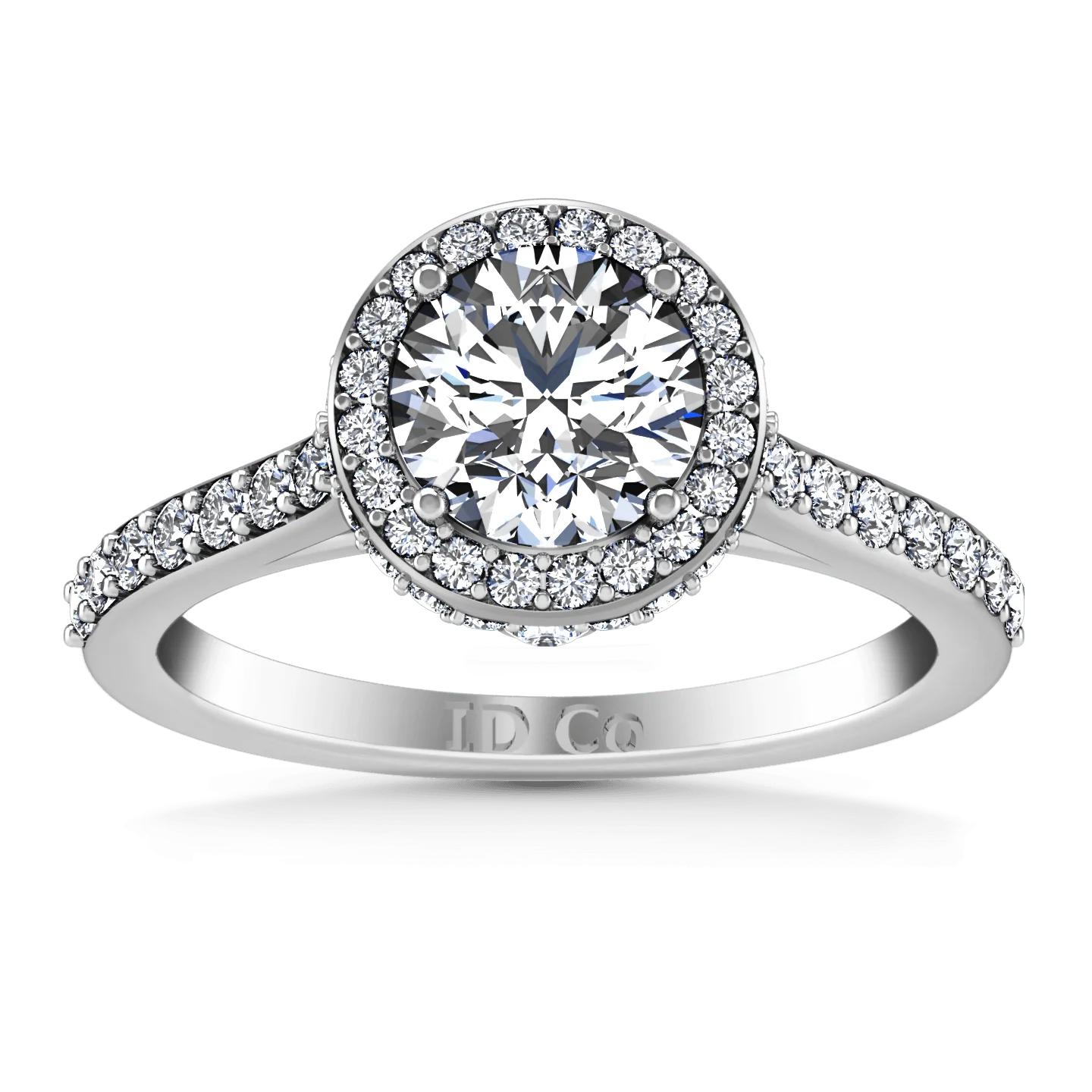 Round Diamond Halo Engagement Ring Milana 14K White Gold