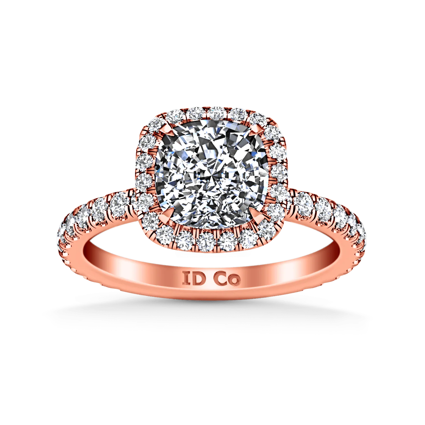 Halo Diamond Cushion Cut Engagement Ring Salice 14K Rose Gold