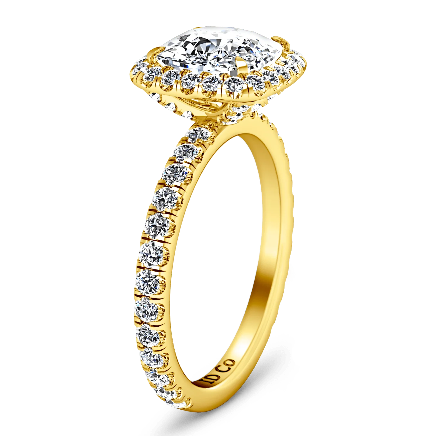 Halo Diamond Cushion Cut Engagement Ring Salice 14K Yellow Gold - Image 2