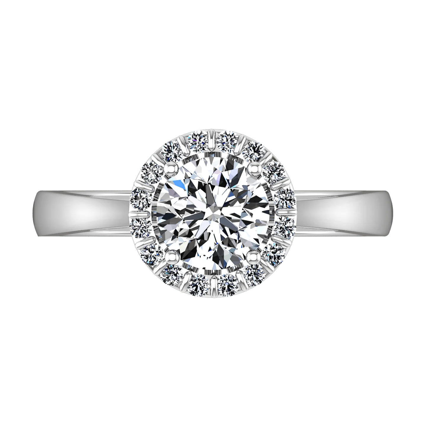 Round Diamond Halo Engagement Ring Soleil 14K White Gold - Image 3