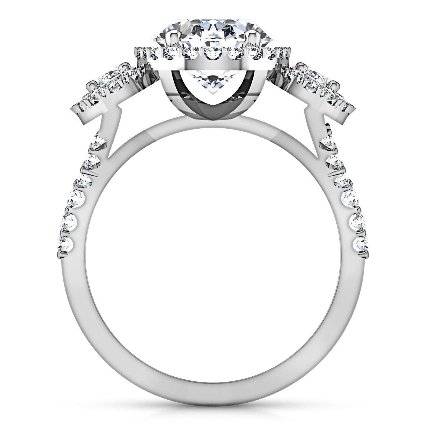 Halo Oval Diamond Engagement Ring Summer 14K White Gold - Image 3