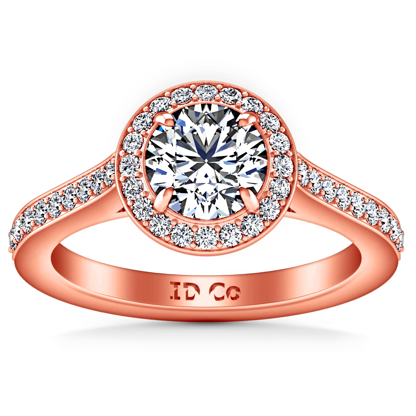 Halo Diamond Engagement Ring Violet 14K Rose Gold