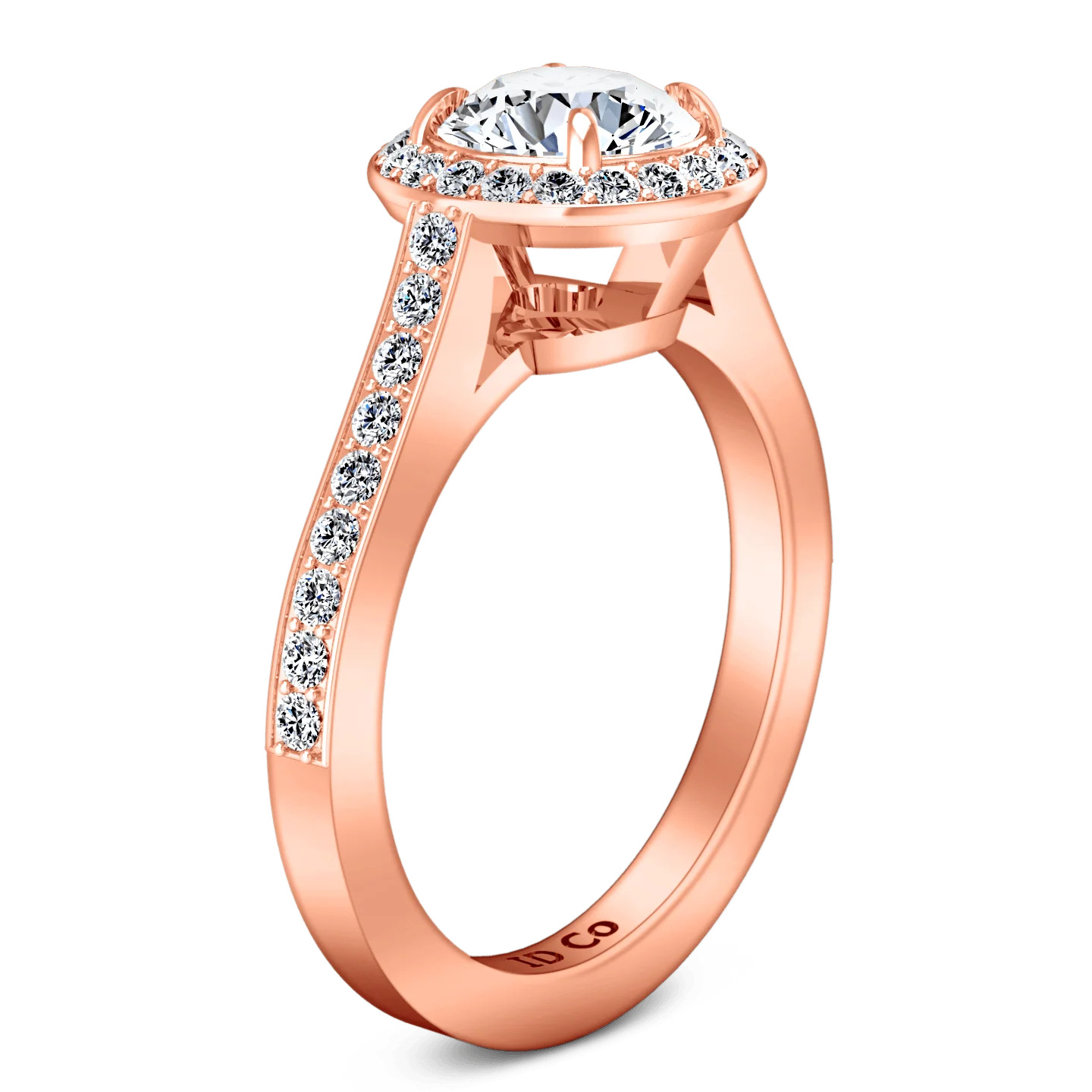 Halo Diamond Engagement Ring Violet 14K Rose Gold - Image 2