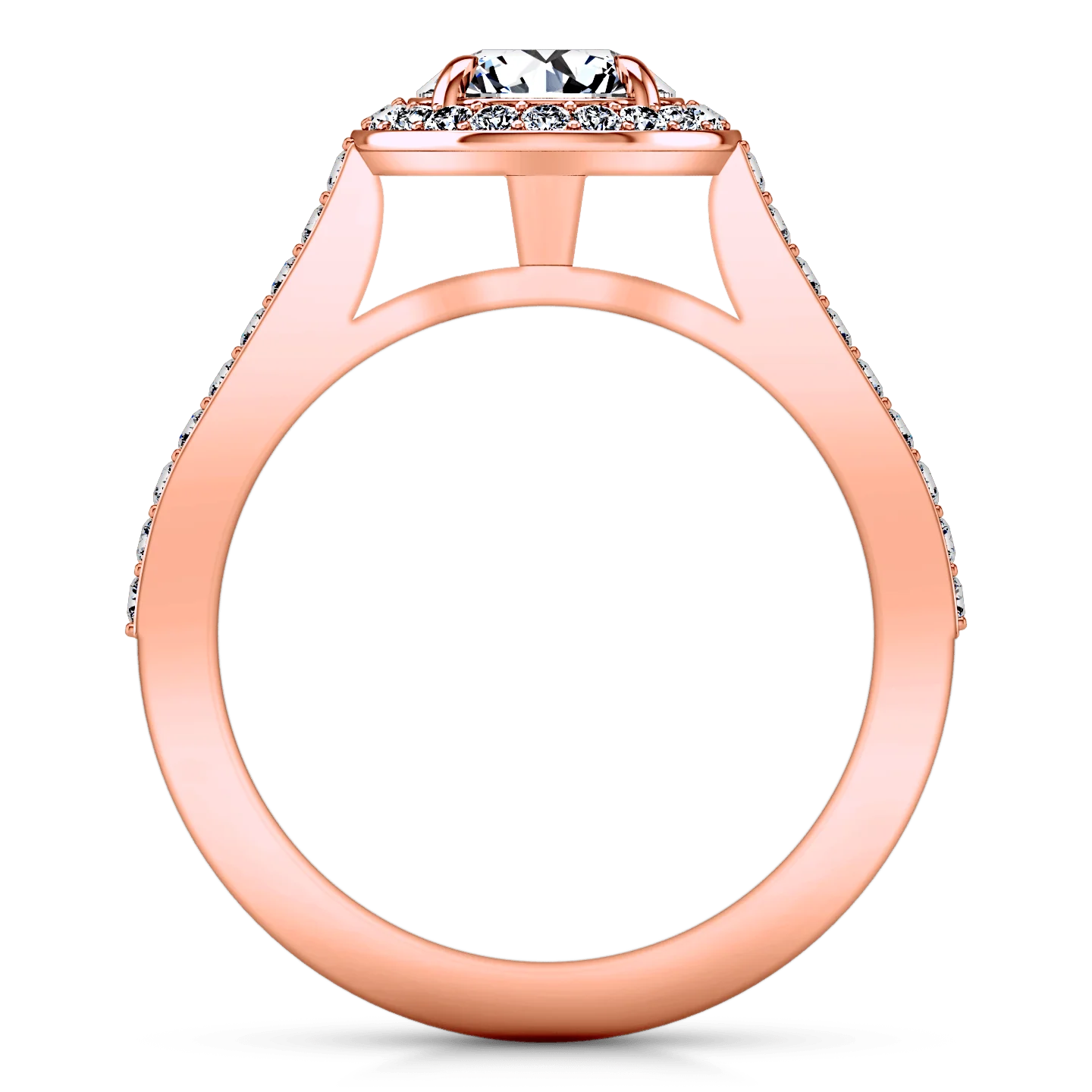 Halo Diamond Engagement Ring Violet 14K Rose Gold - Image 3