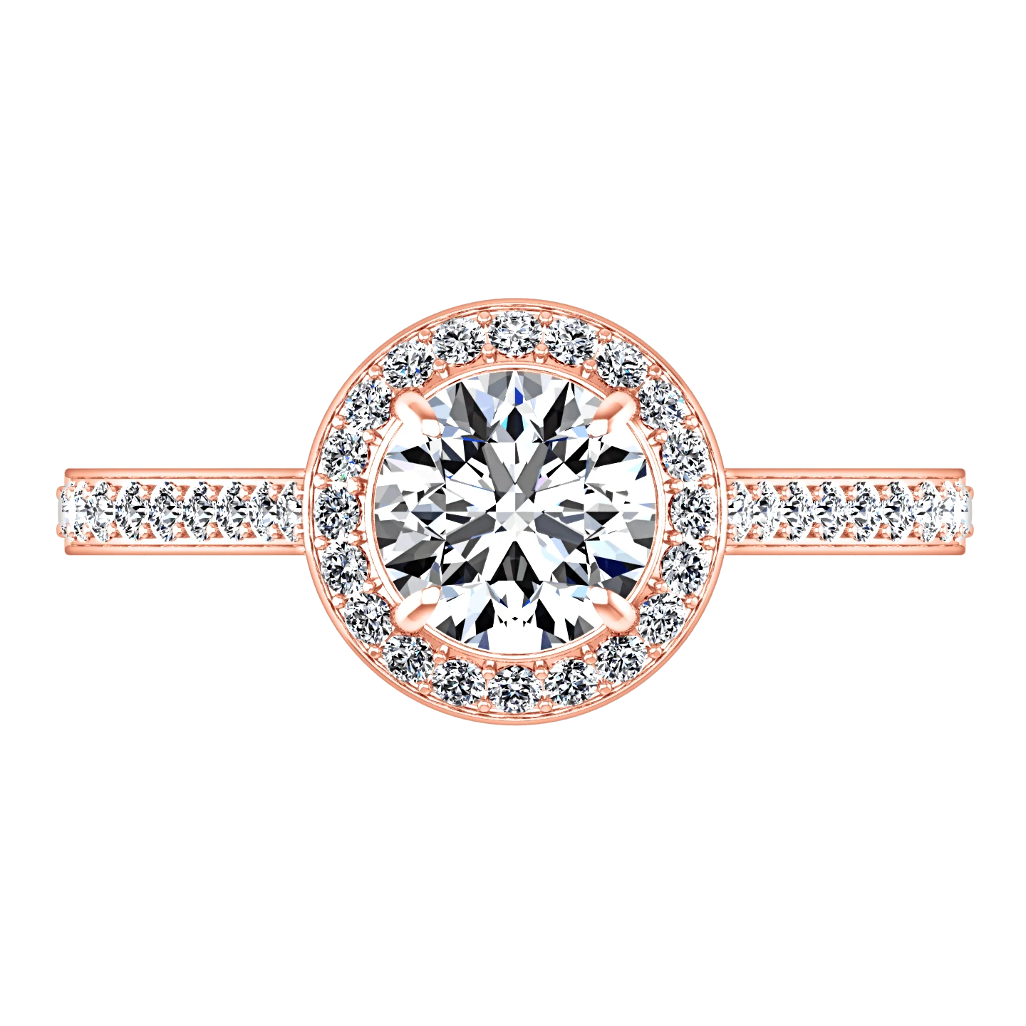 Halo Diamond Engagement Ring Violet 14K Rose Gold - Image 4