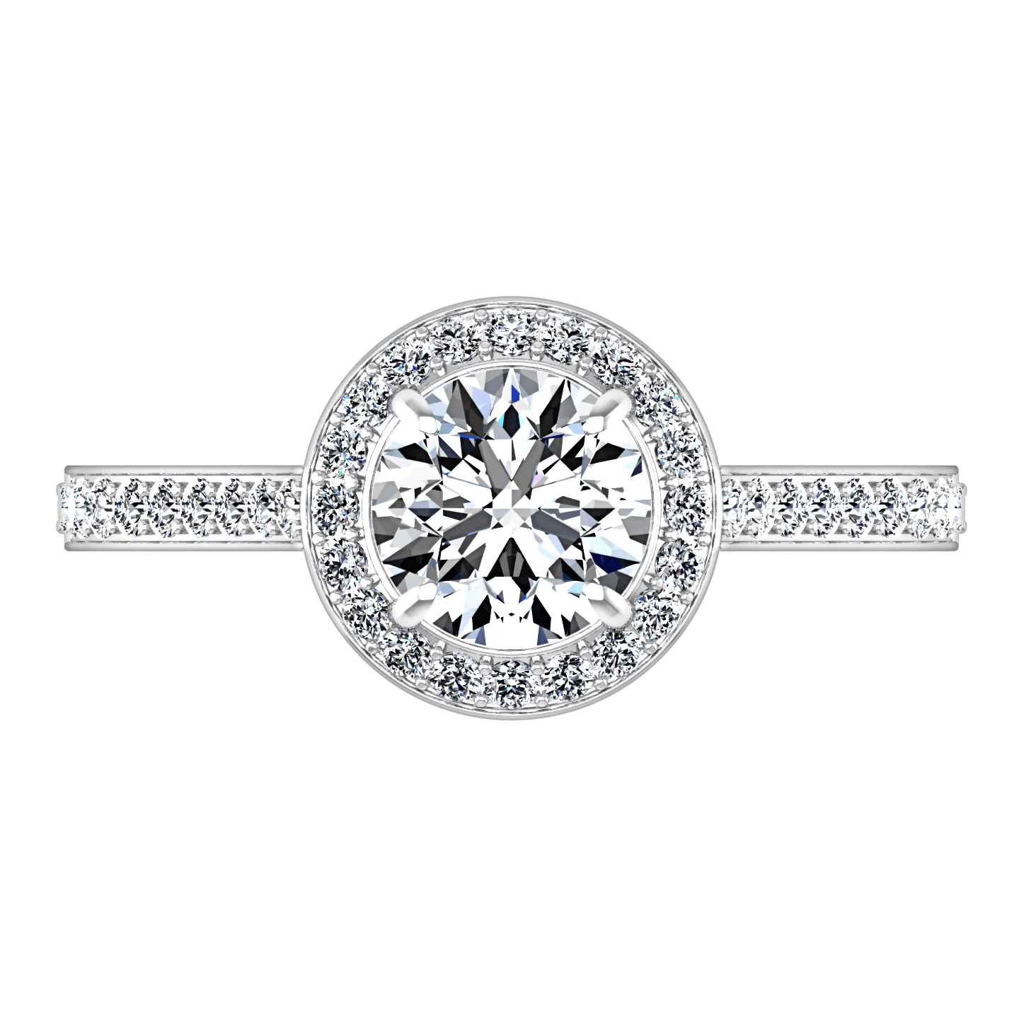 Round Diamond Halo Engagement Ring Violet 14K White Gold - Image 3