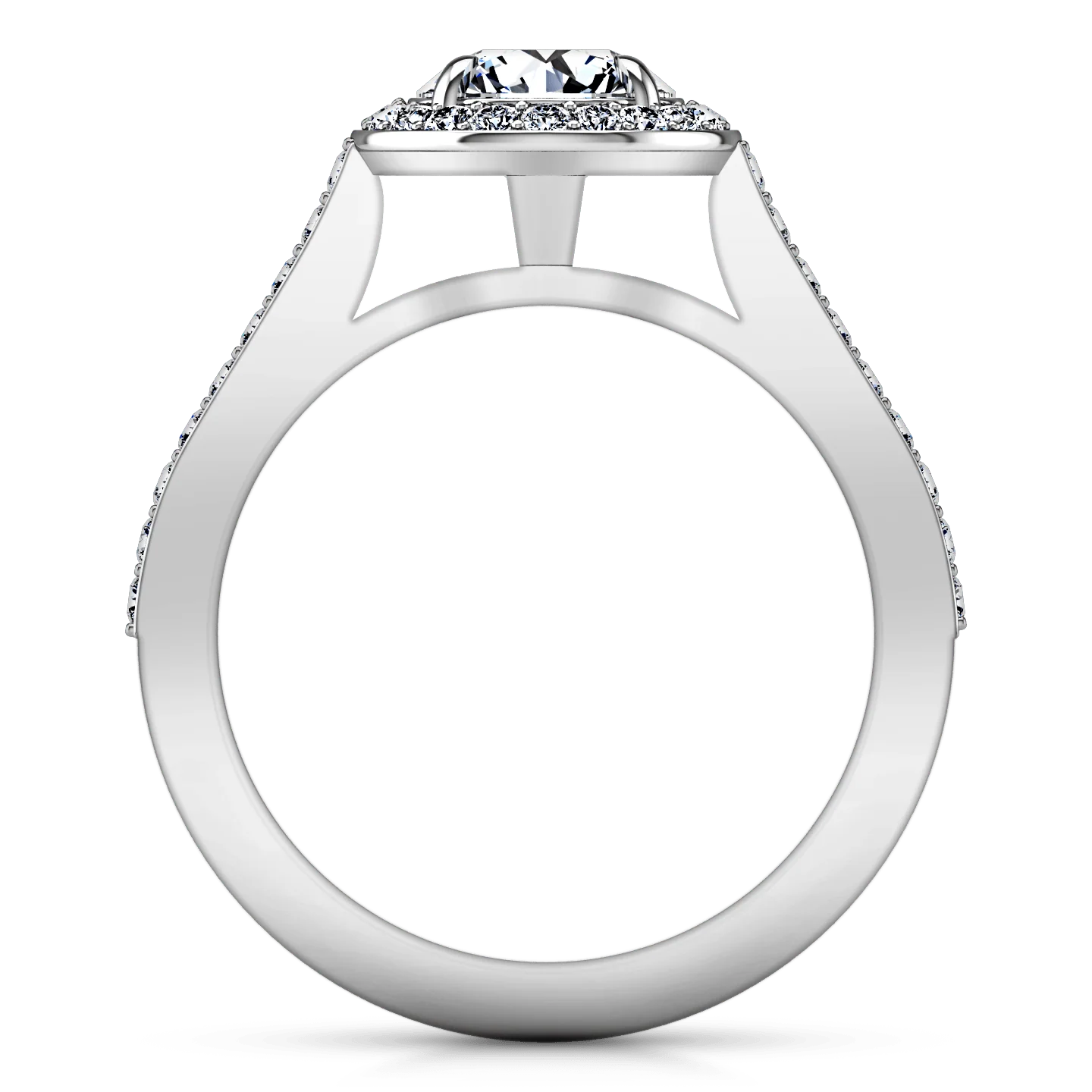 Round Diamond Halo Engagement Ring Violet 14K White Gold - Image 4