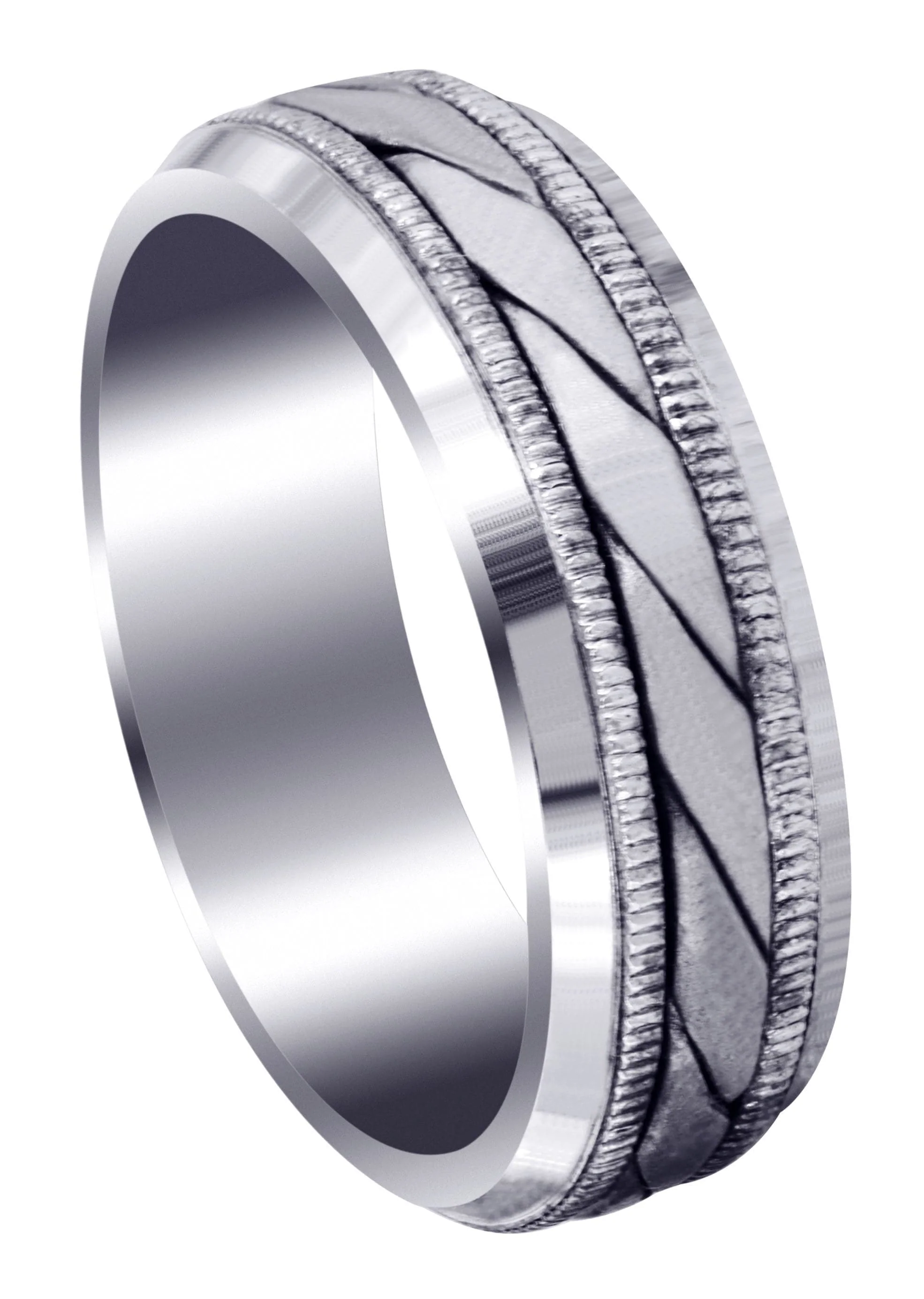 Hand Woven Mens Wedding Band | Cross Satin Finish (Tucker)