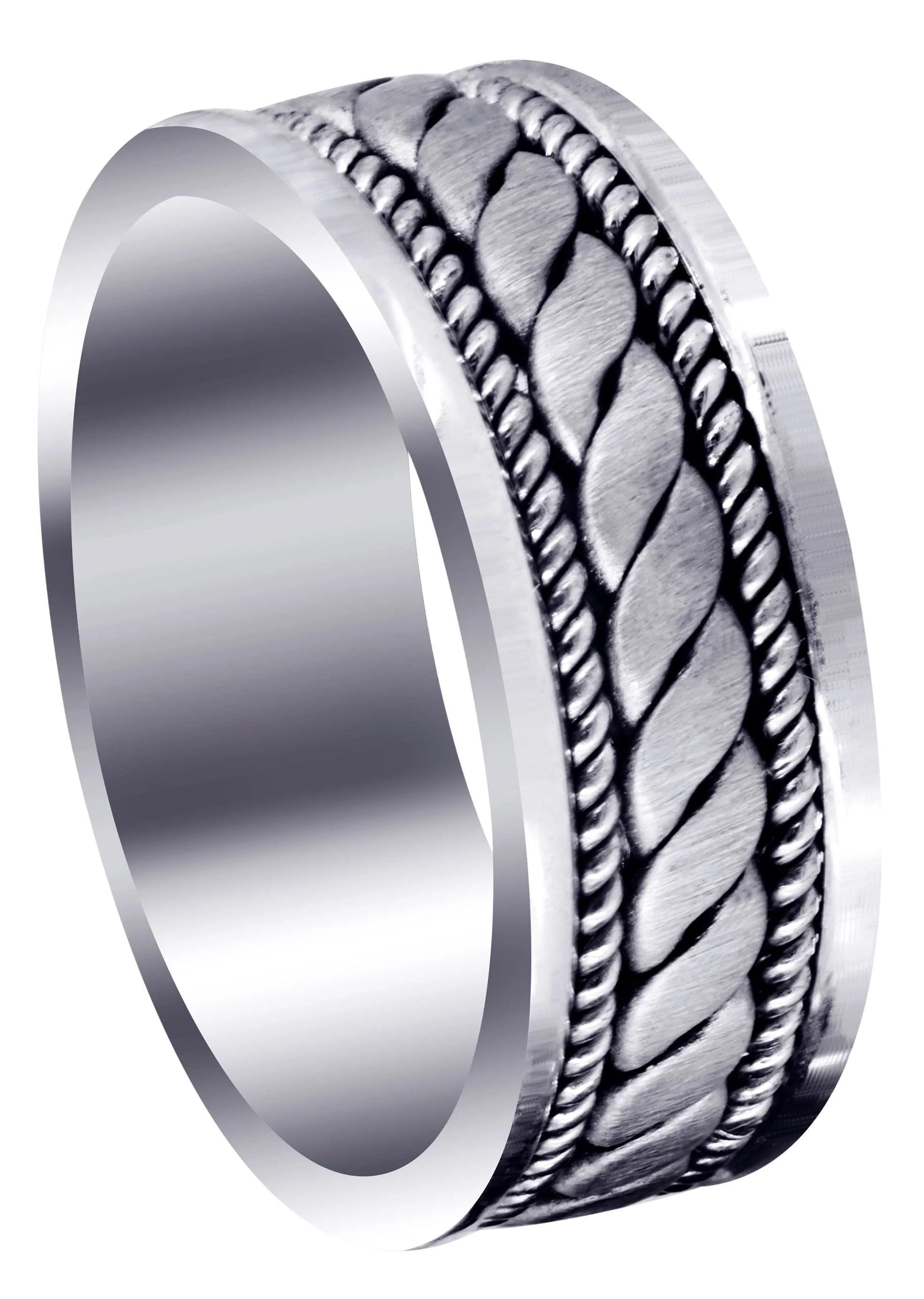 Hand Woven Mens Wedding Band | Cross Satin Finish (Malachi)