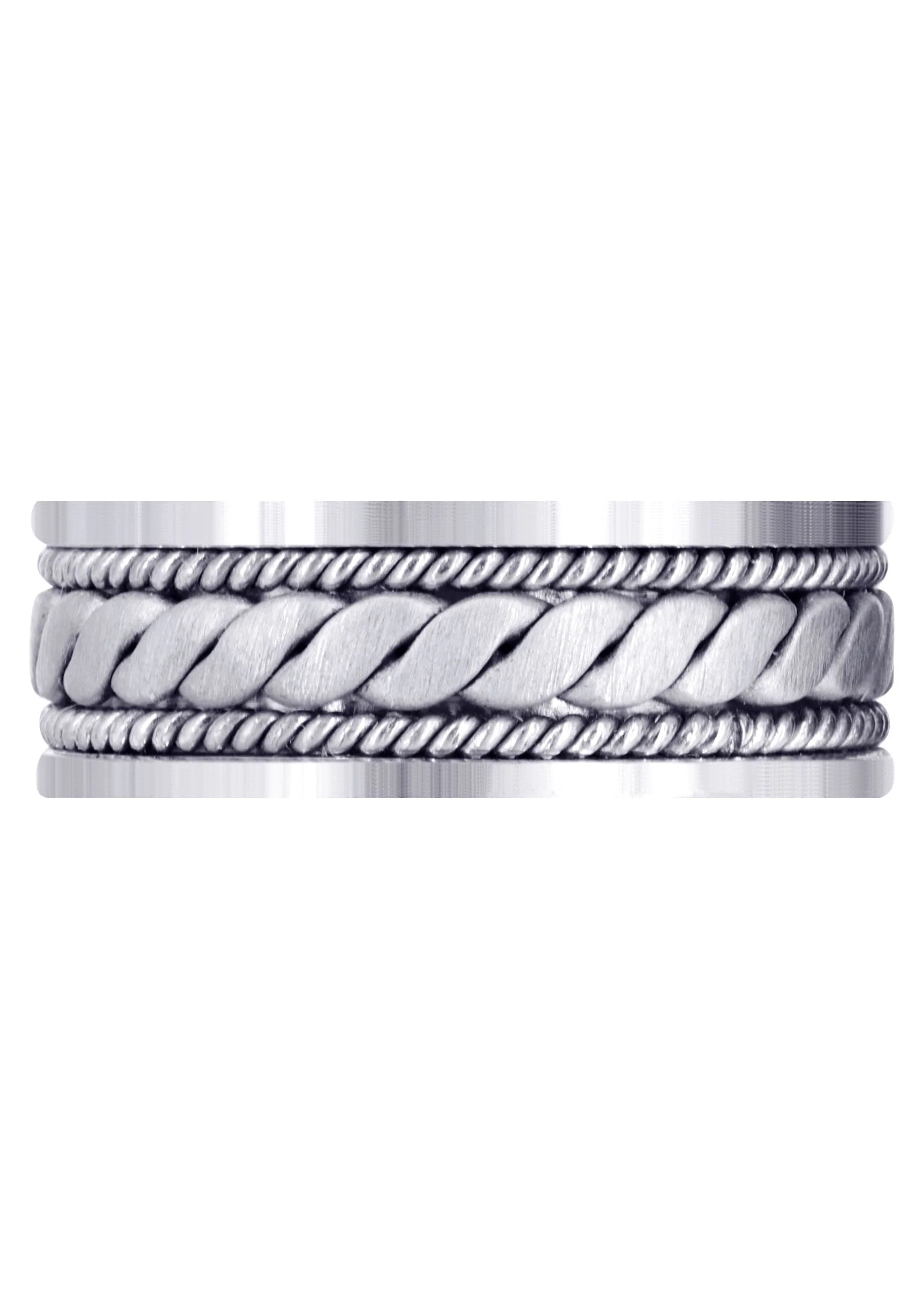 Hand Woven Mens Wedding Band | Cross Satin Finish (Malachi) - Image 2