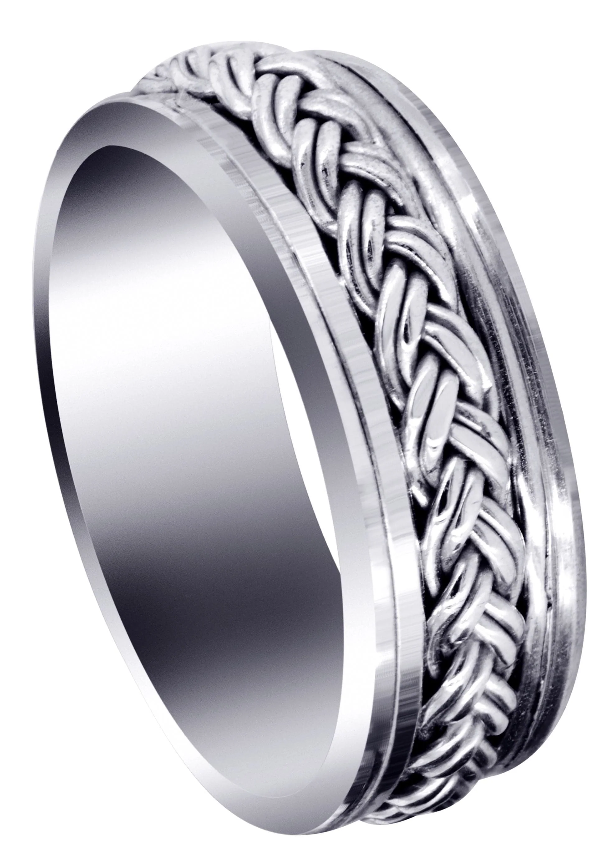 Hand Woven Unique Mens Wedding Band | High Polish Finish (Marcus)