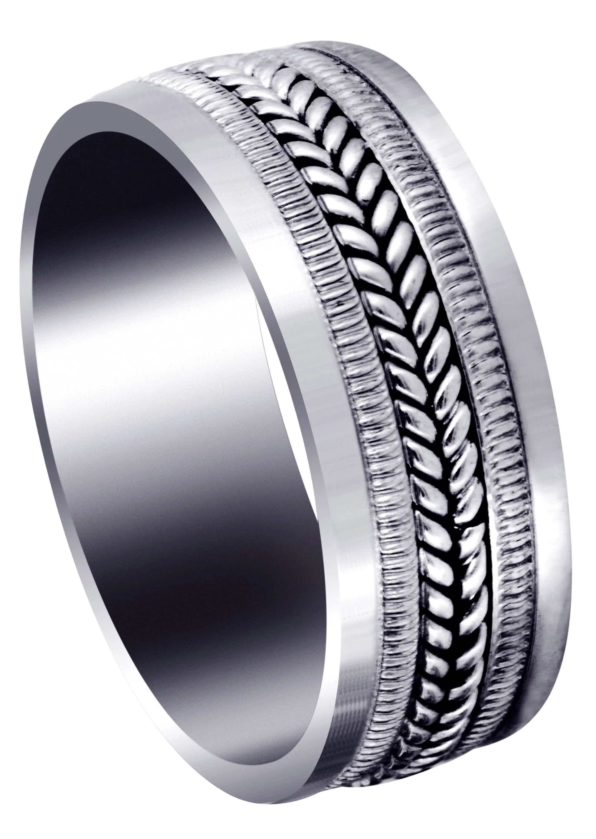 Hand Woven Mens Wedding Band | High Polish Finish (Alan)