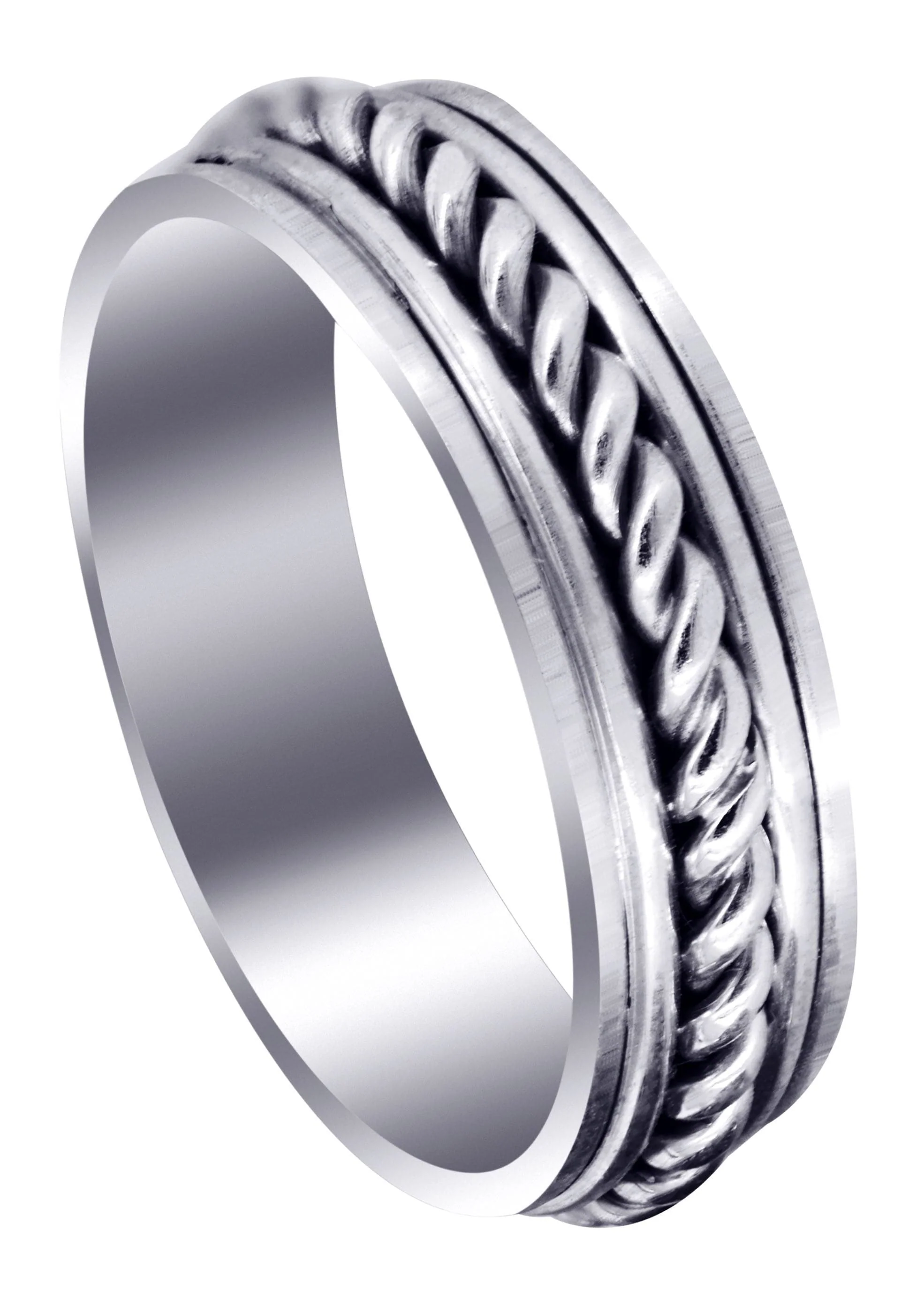 Hand Woven Unique Mens Wedding Band | High Polish Finish (King)
