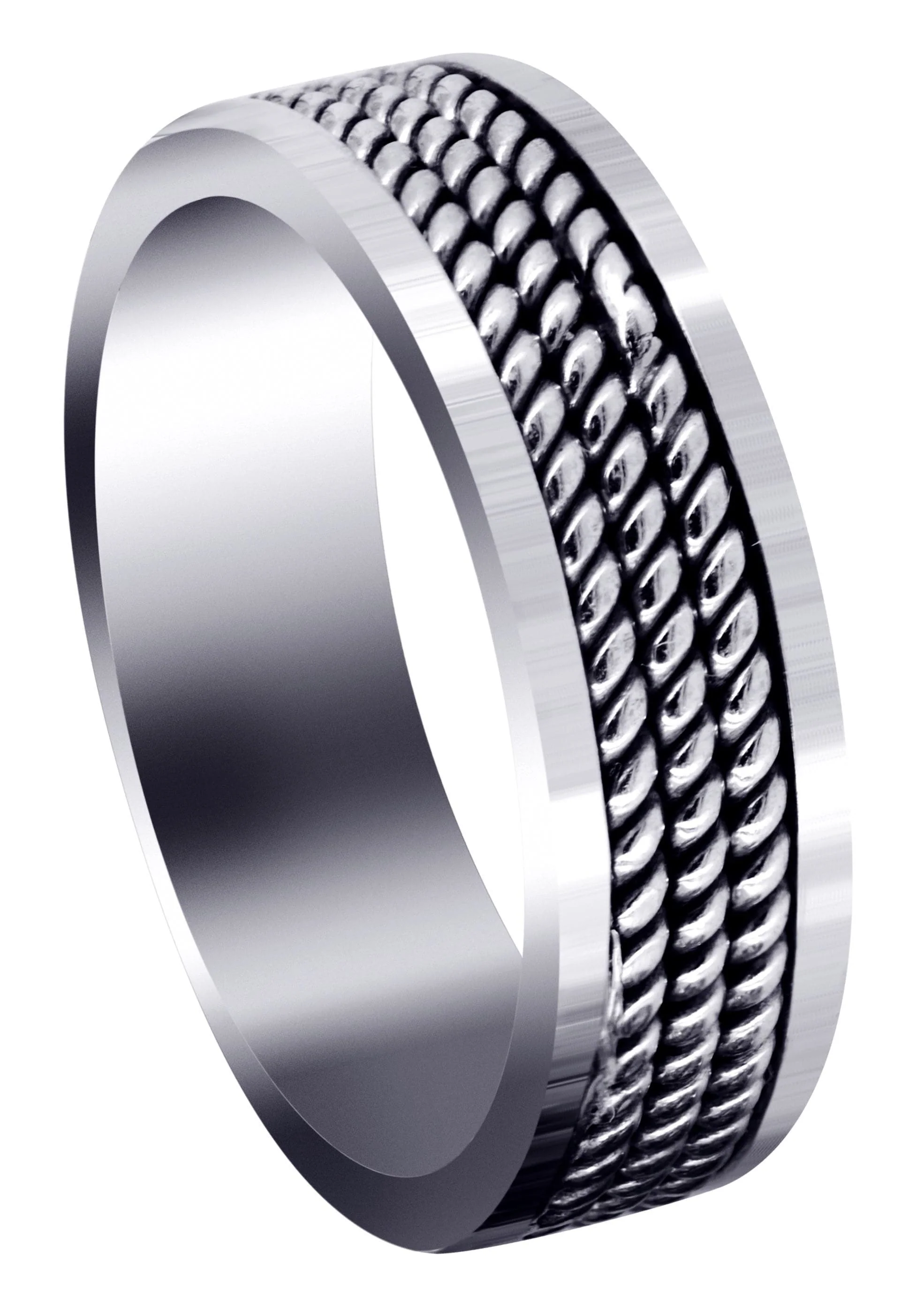 Hand Woven Mens Wedding Band | High Polish Finish (Maxwell)