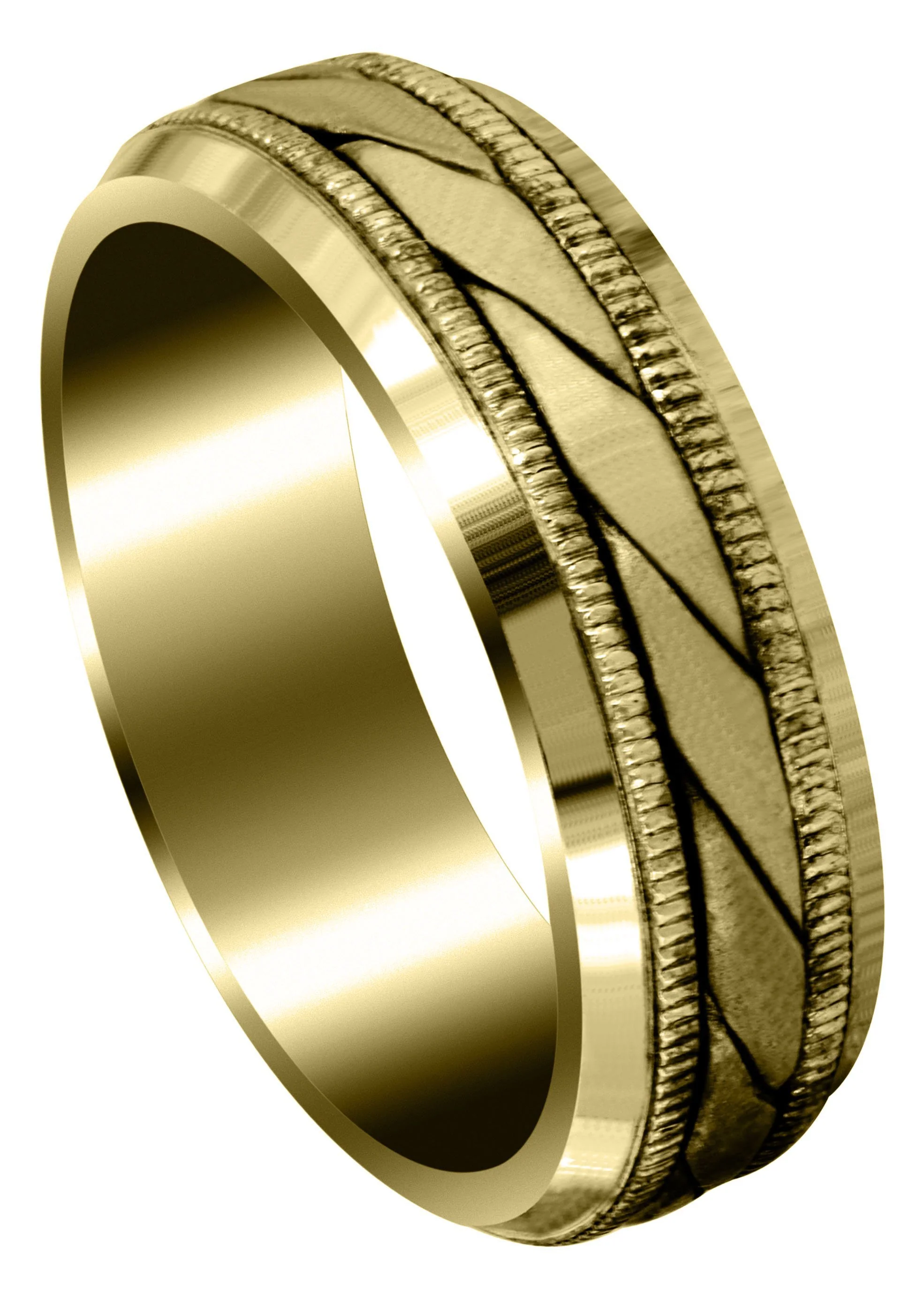 Yellow Gold Hand Woven Mens Wedding Band | Cross Satin Finish (Tucker)