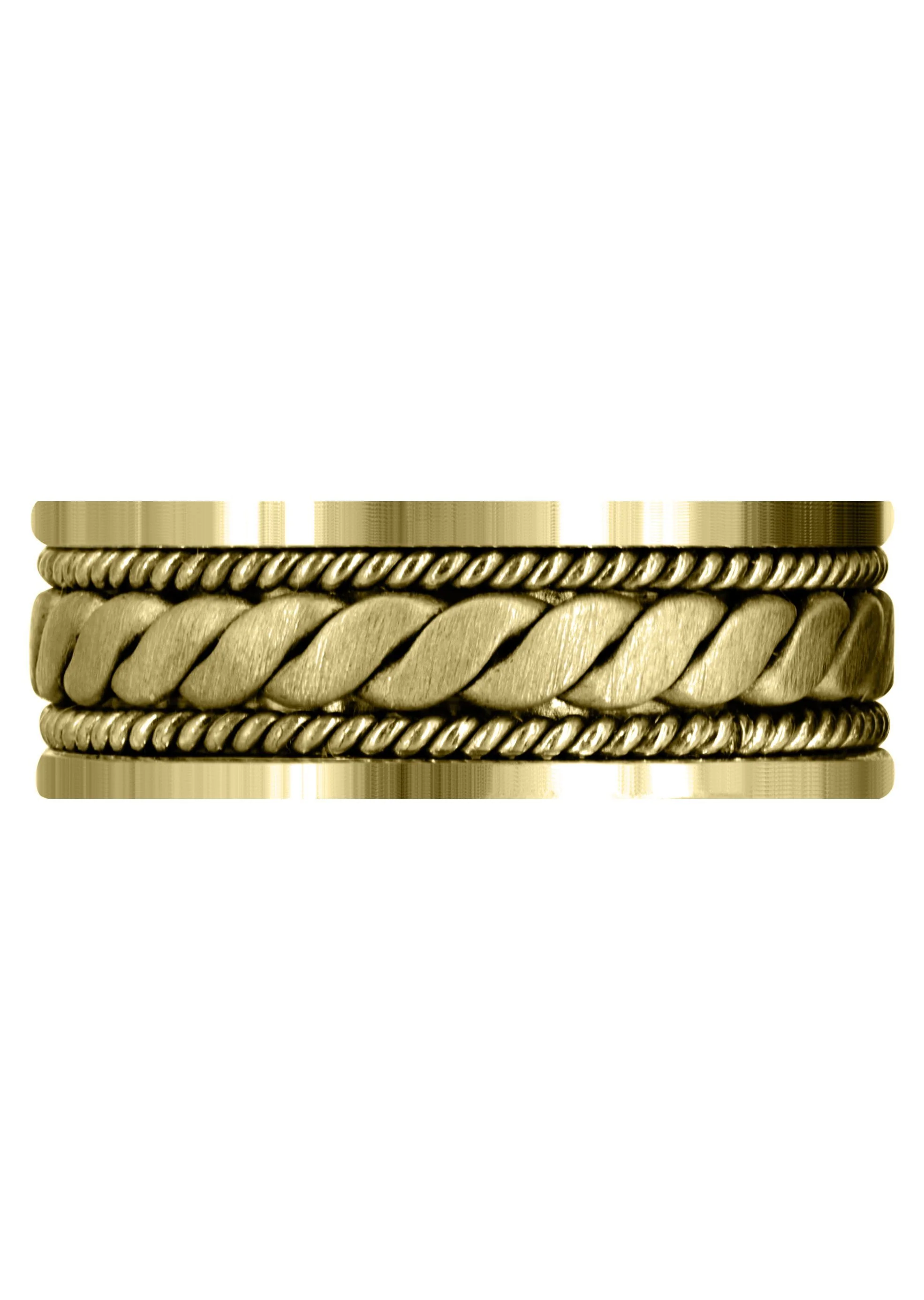 Yellow Gold Hand Woven Mens Wedding Band | Cross Satin Finish (Malachi) - Image 2