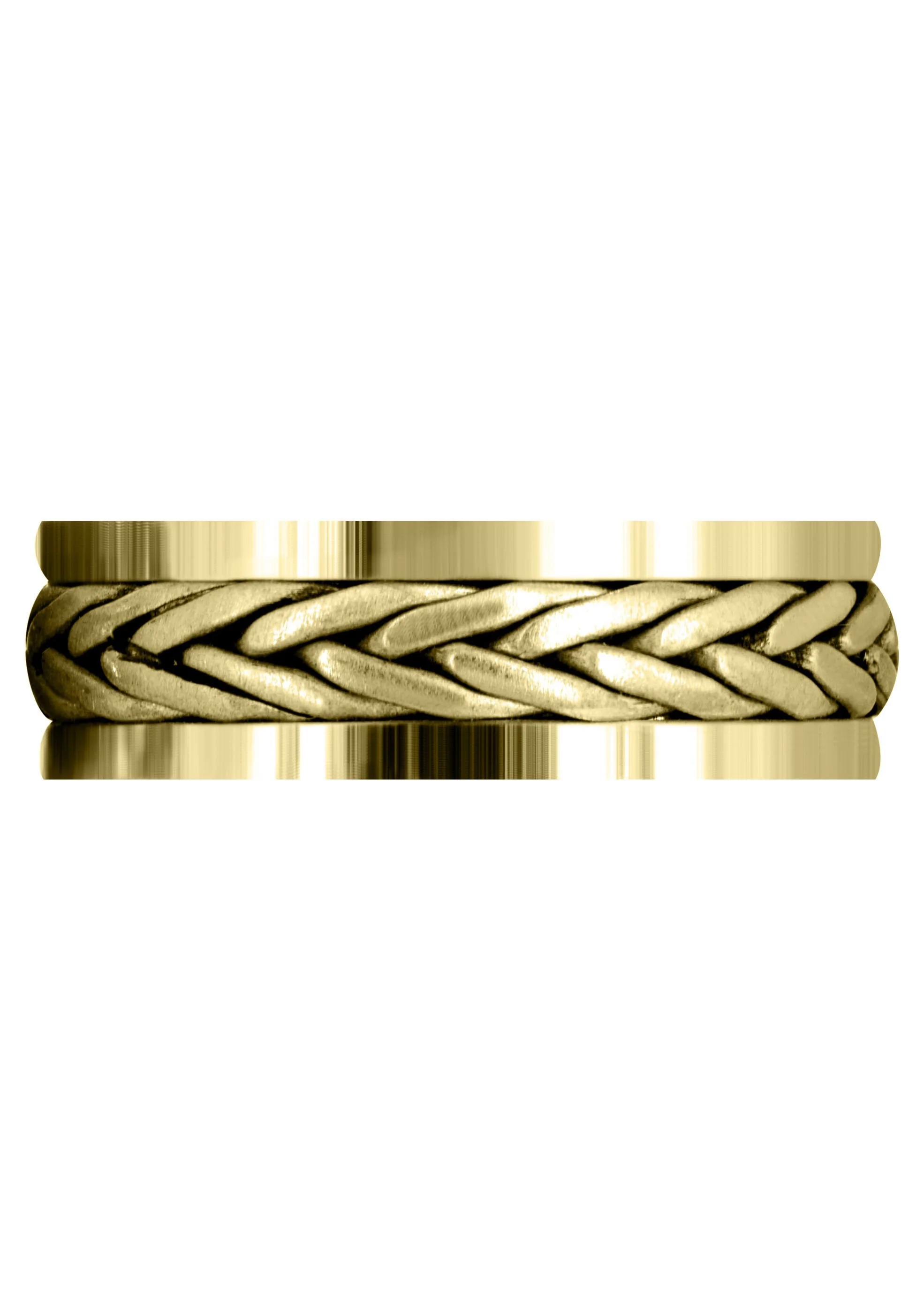 Yellow Gold Hand Woven Mens Wedding Band | Cross Satin Finish (Weston) - Image 3
