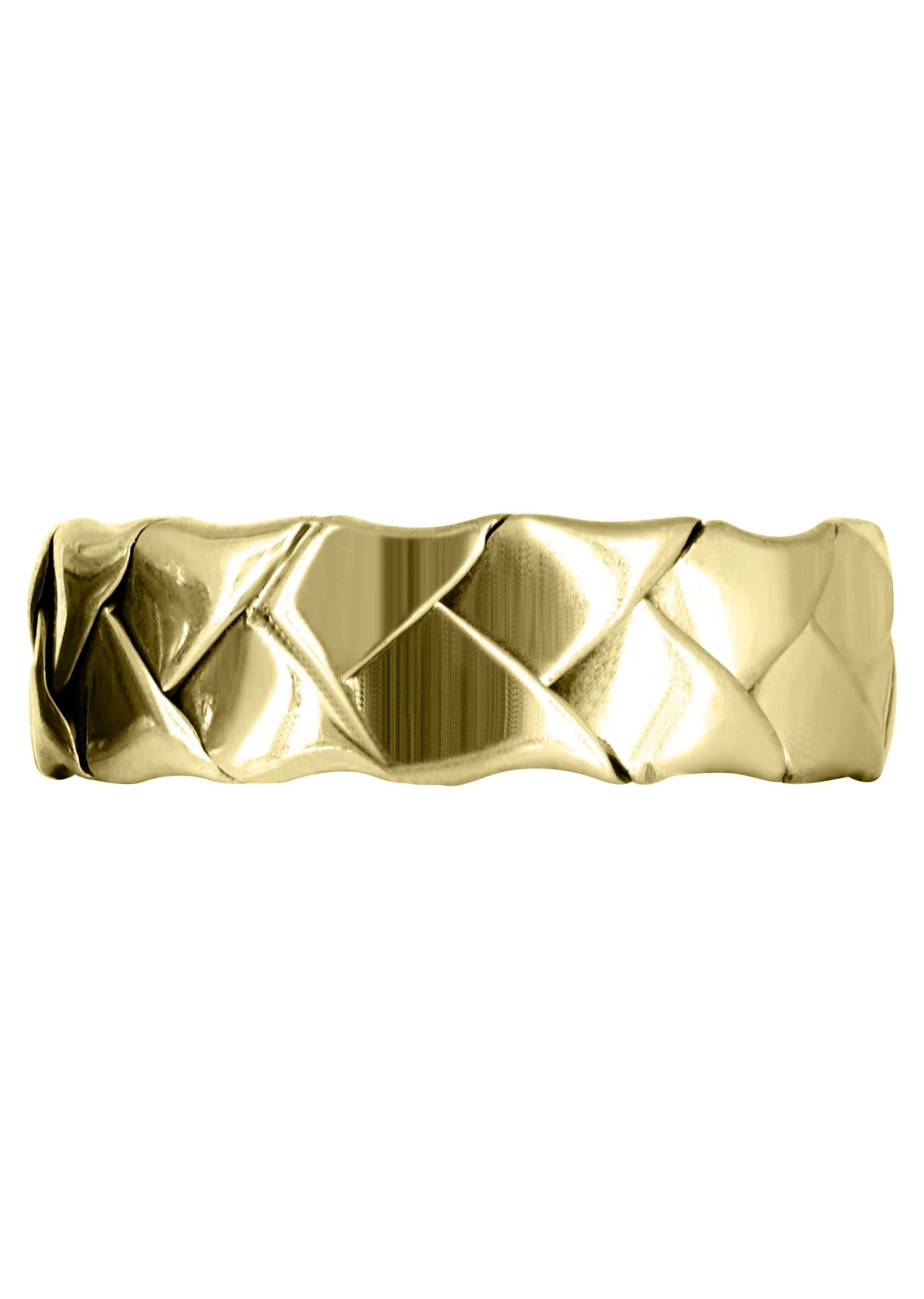 Yellow Gold Hand Woven Mens Wedding Band | High Polish Finish (Kingston) - Image 3