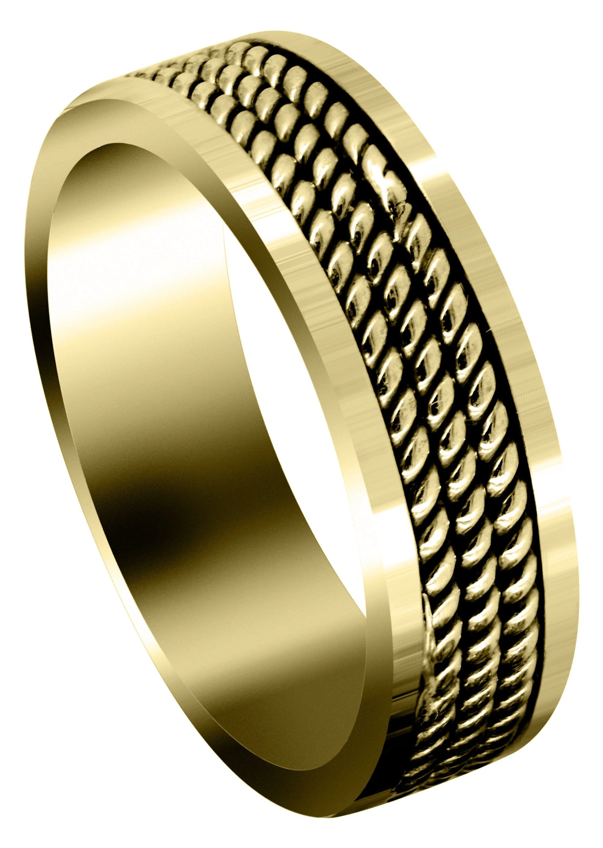 Yellow Gold Hand Woven Mens Wedding Band | High Polish Finish (Maxwell)