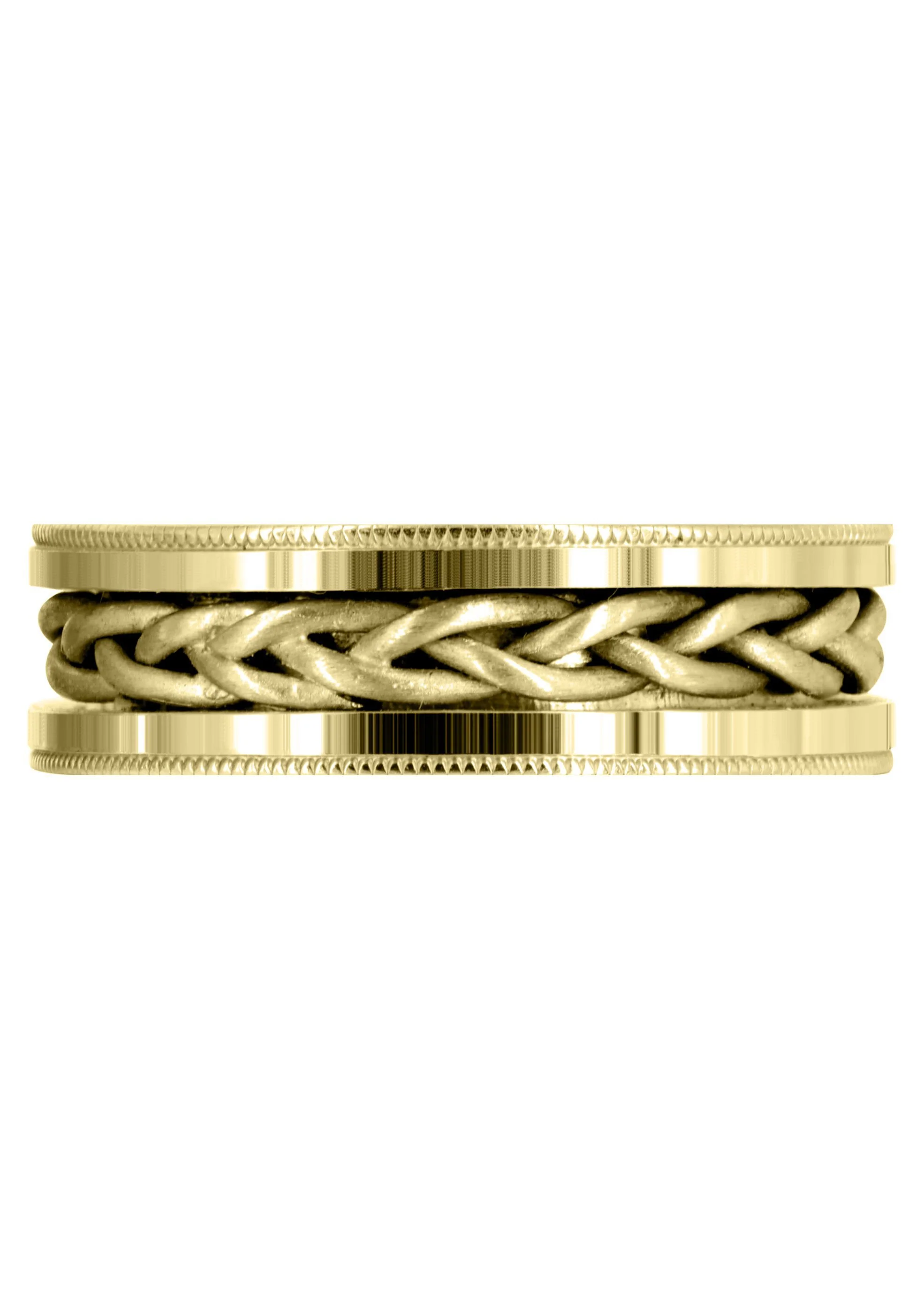 Yellow Gold Hand Woven Mens Wedding Band | Wire Matt Finish (Antonio) - Image 2