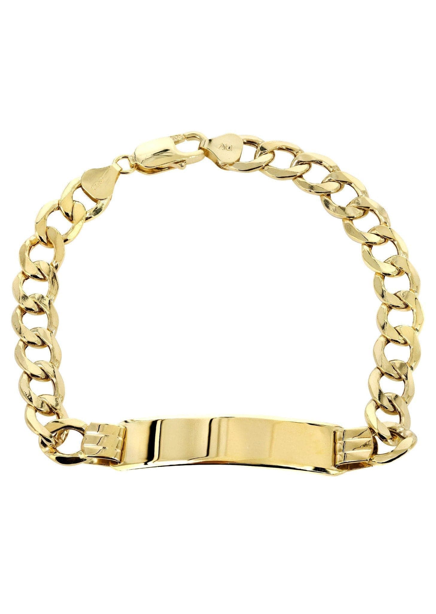 Semi Solid Women ID Cuban Bracelet 10K/14K Yellow Gold