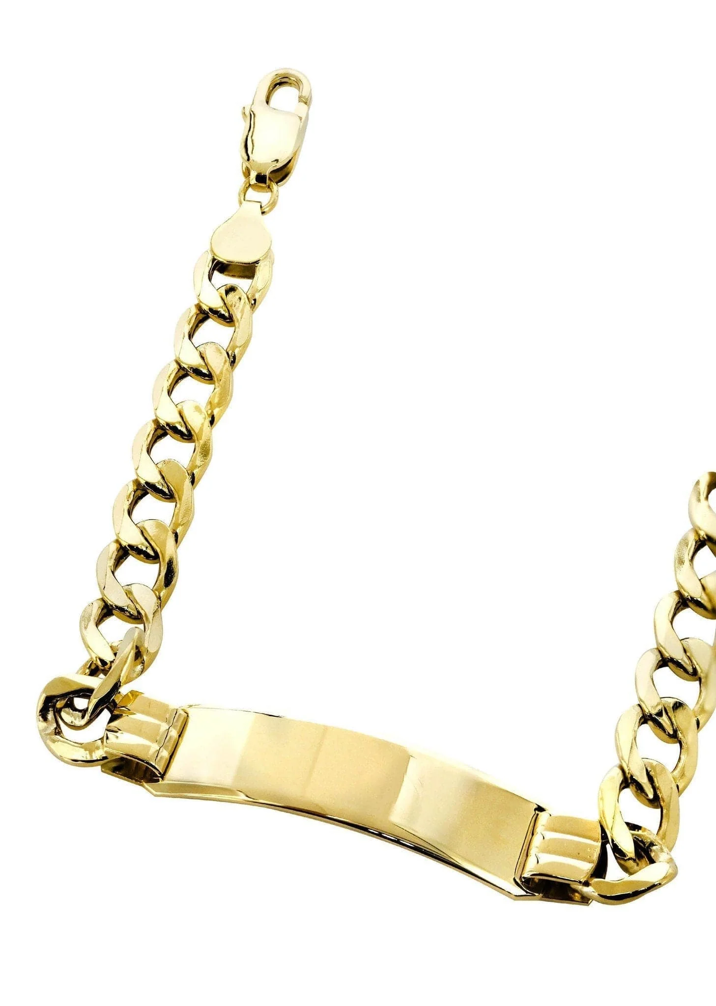 Semi Solid Women ID Cuban Bracelet 10K/14K Yellow Gold - Image 2