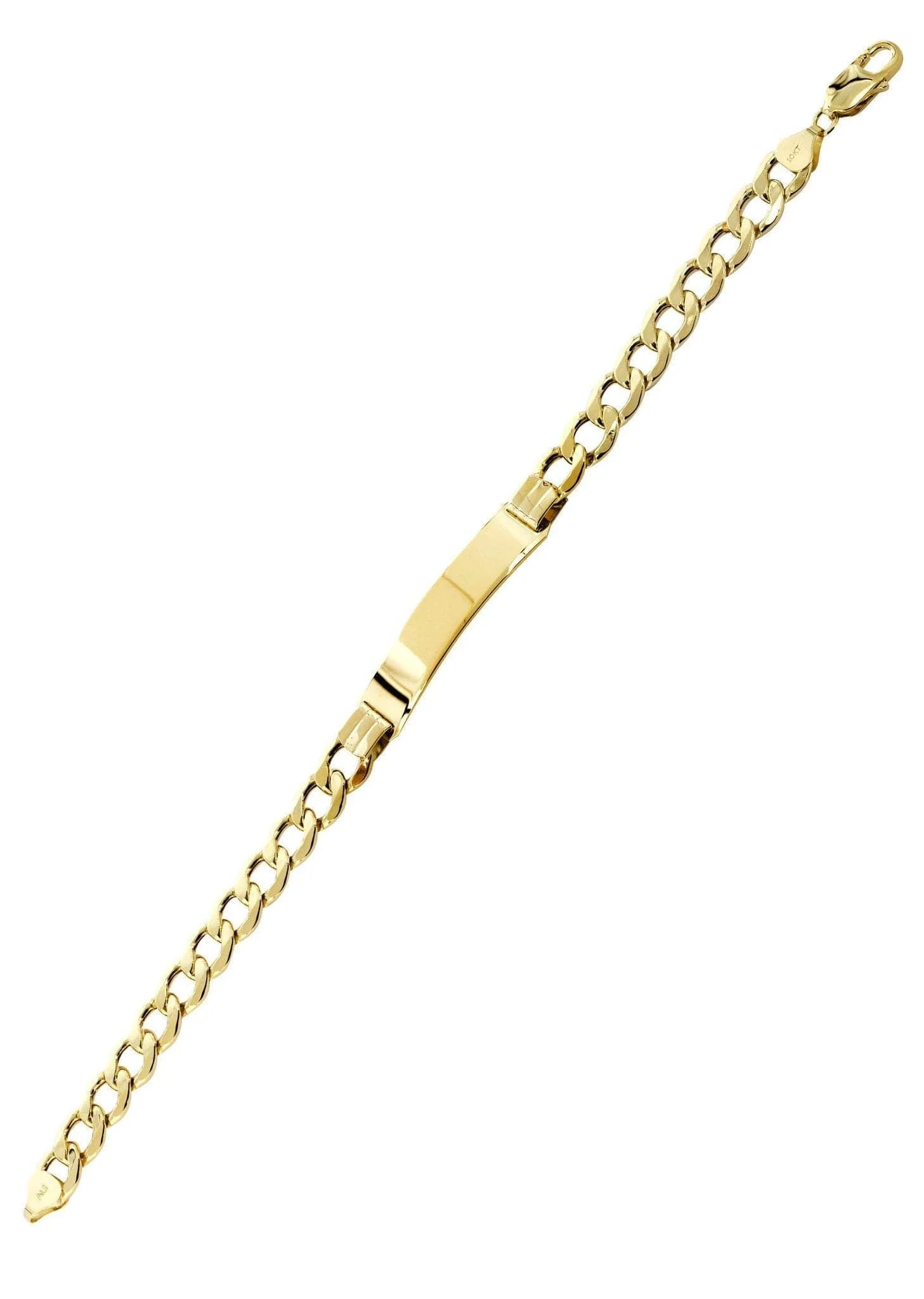 Semi Solid Women ID Cuban Bracelet 10K/14K Yellow Gold - Image 3