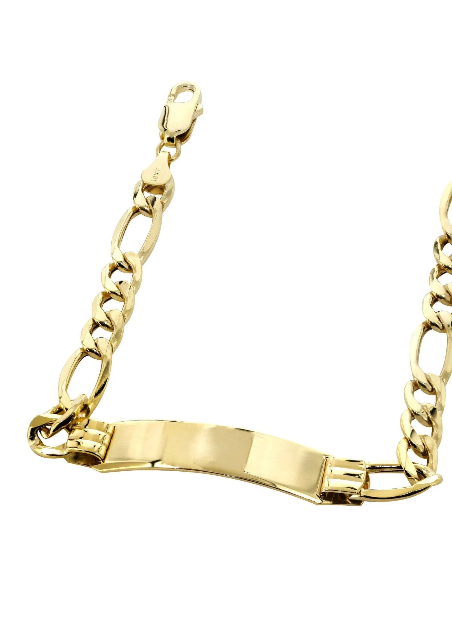 Semi Solid  Id Figaro Bracelet 10K Yellow Gold - Image 2