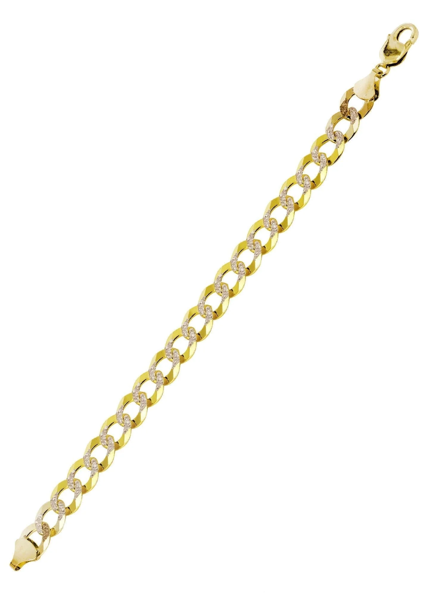 Semi Solid Mens Diamond Cut Cuban Bracelet 10K/14K Yellow Gold - Image 3