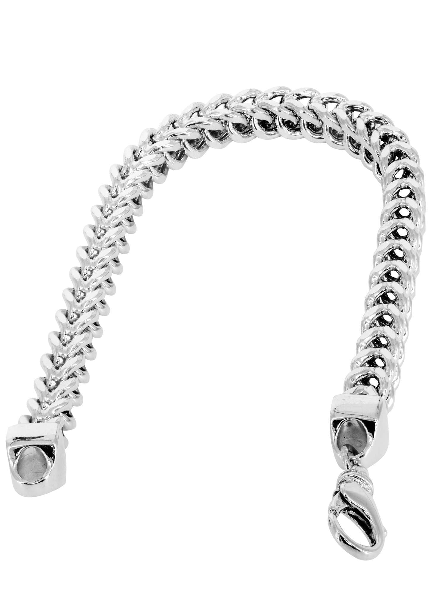 Semi Solid  Mens Franco Bracelet 10K/14K White Gold - Image 2