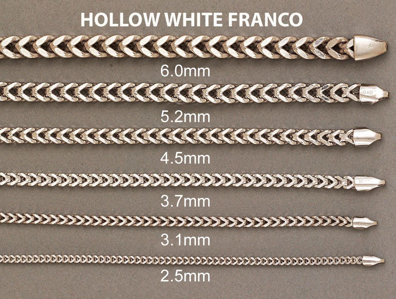 Semi Solid Mens Franco Bracelet 10K White Gold - Image 4