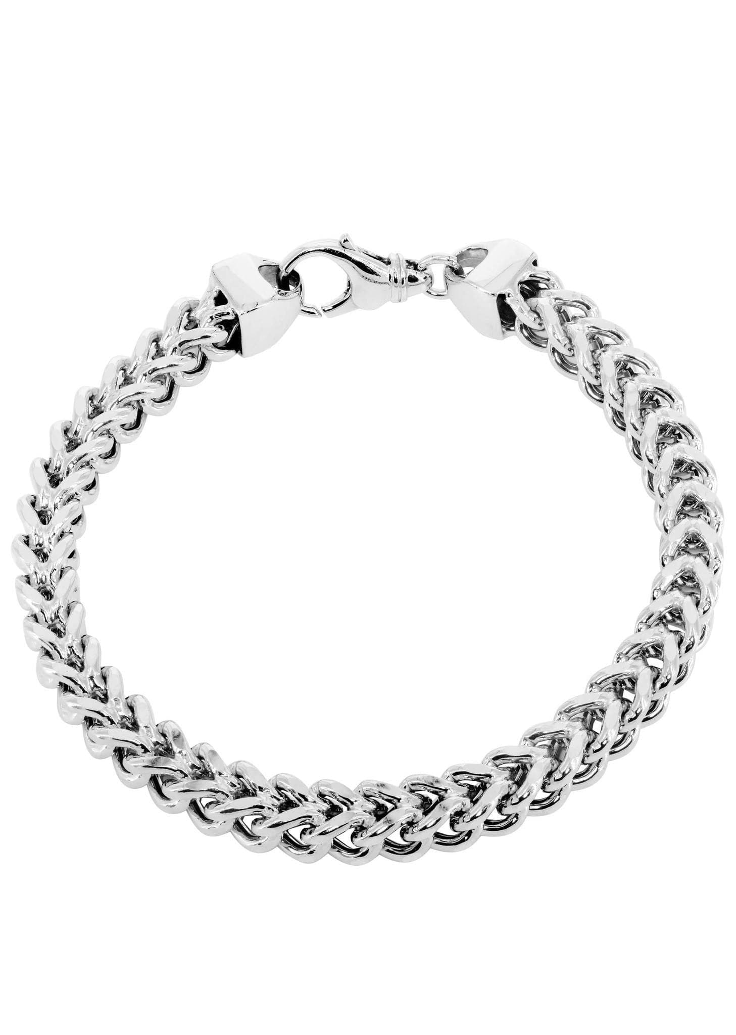 14K White Gold Bracelet Semi Solid Franco