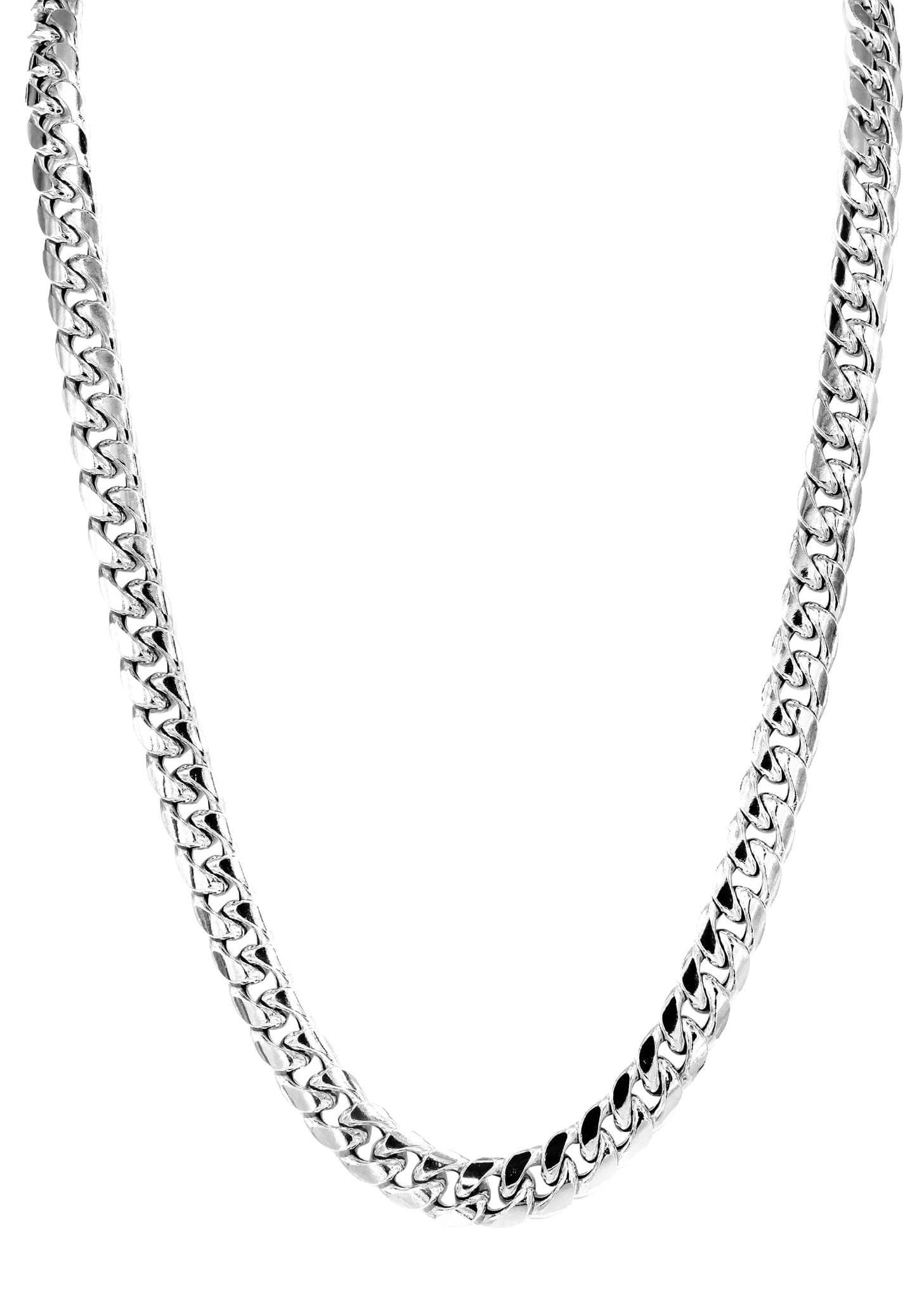 Mens Semi Solid Miami Cuban Link Chain 10K White Gold - Image 3