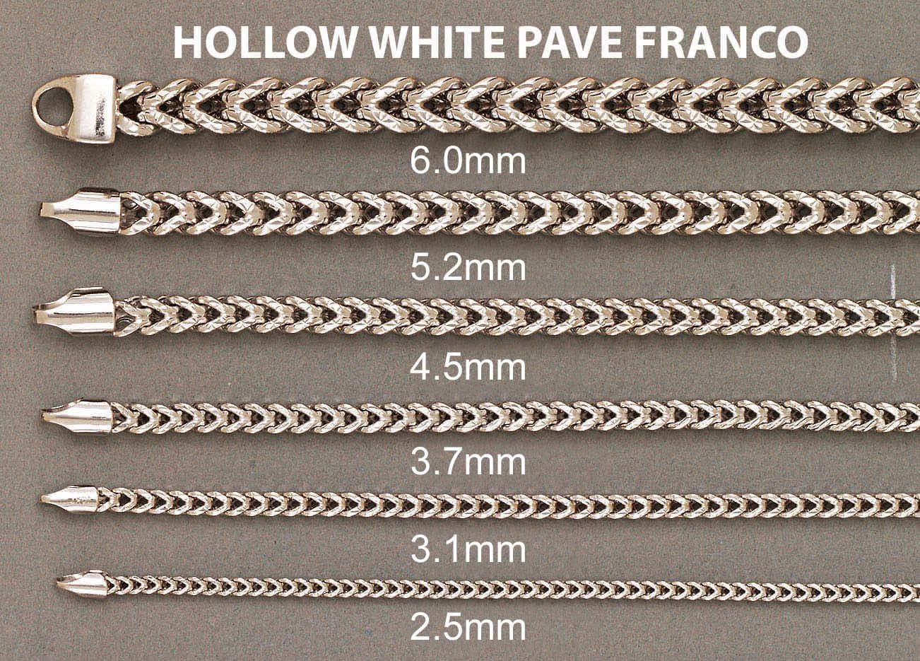 Semi Solid Mens Diamond Cut Franco Bracelet 10K White Gold - Image 4