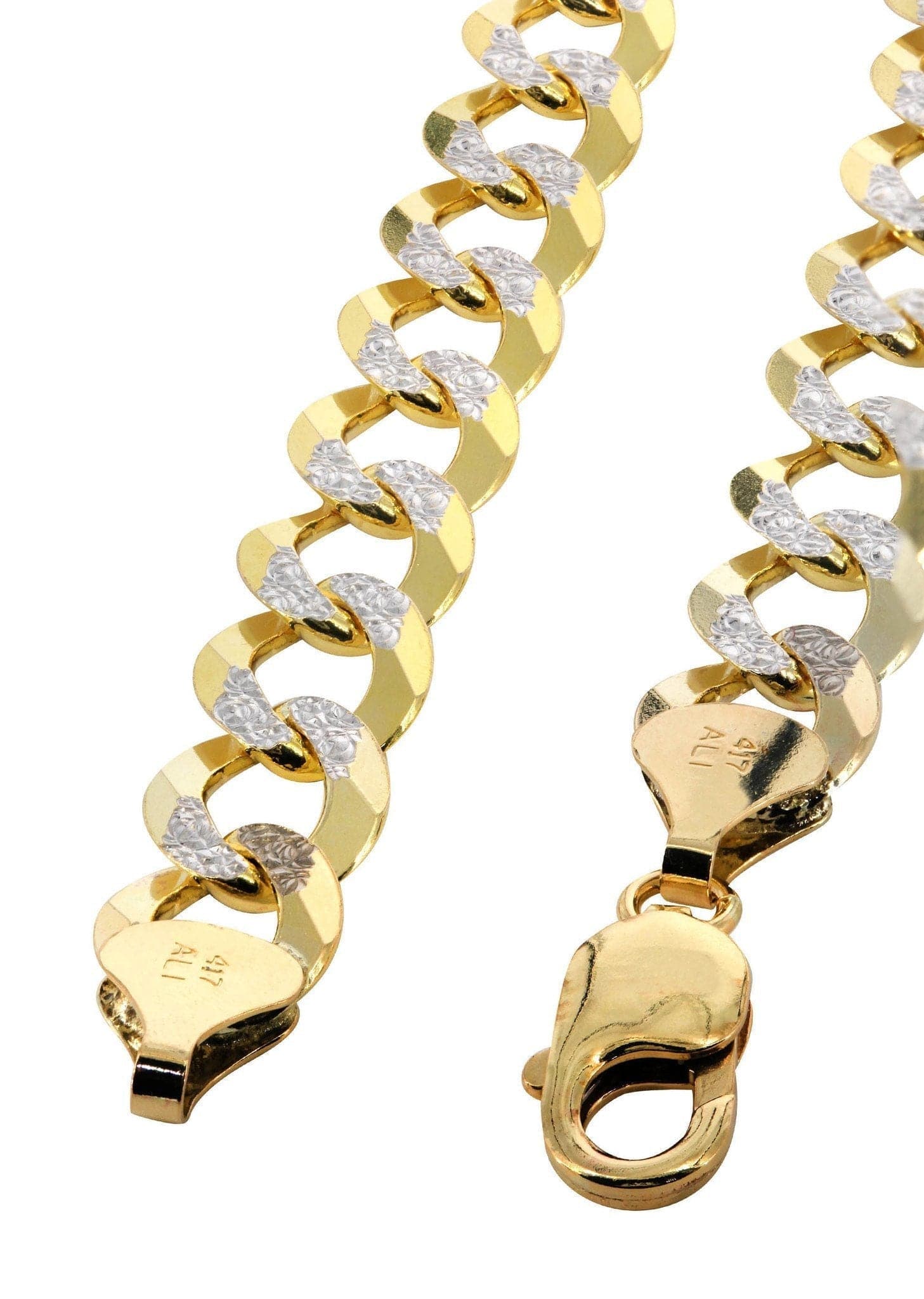 Semi Solid Womens Diamond Cut Cuban Bracelet 10K/14K Yellow Gold - Image 2