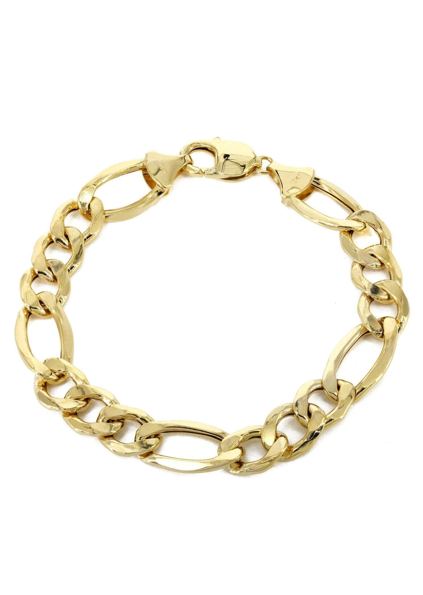 Semi Solid Womens Figaro Bracelet 10K/14K Yellow Gold