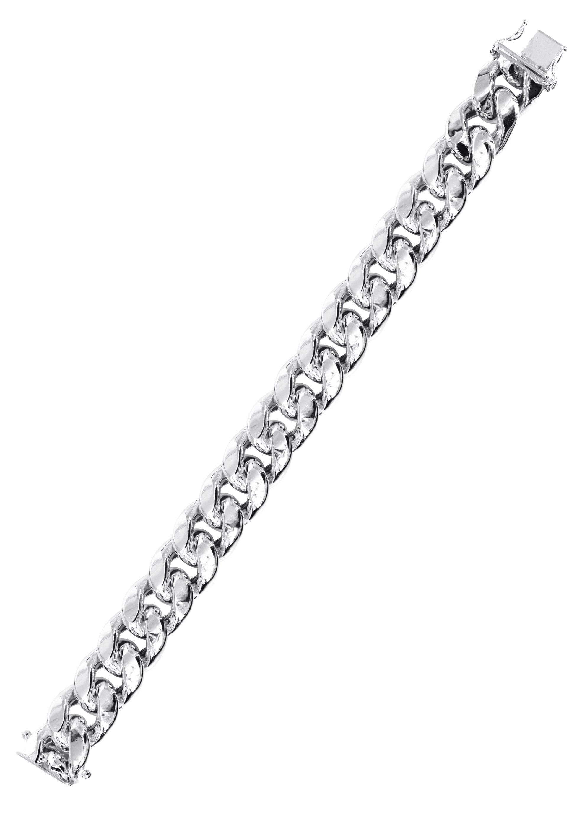 Semi Solid  Womens Miami Cuban Link Bracelet 10K/14K White Gold - Image 3