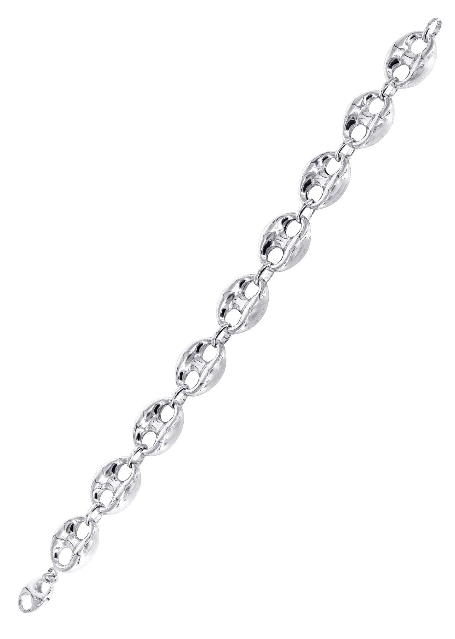 Semi Solid  Womens Puff Bracelet 10K/14K White Gold - Image 4