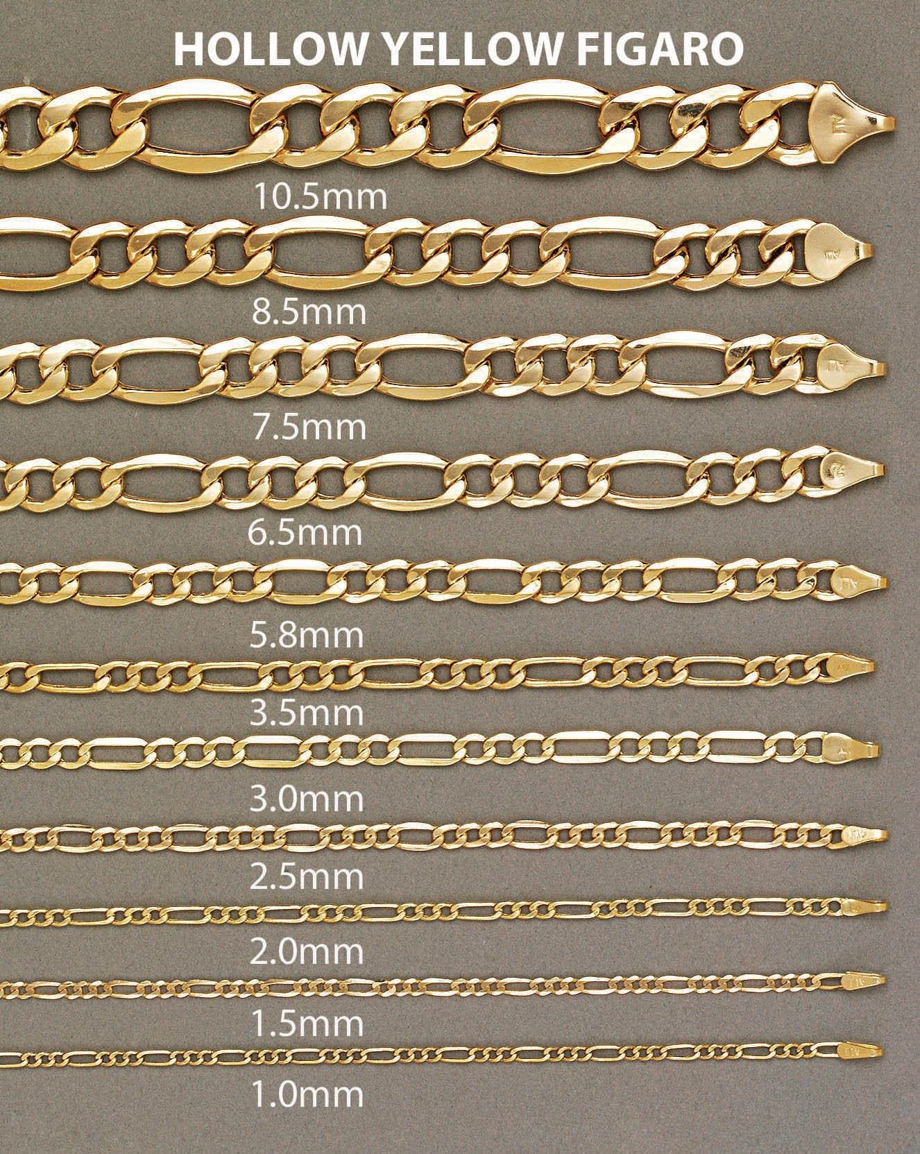 Mens Semi Solid  Figaro Chain 10K Gold - Image 5