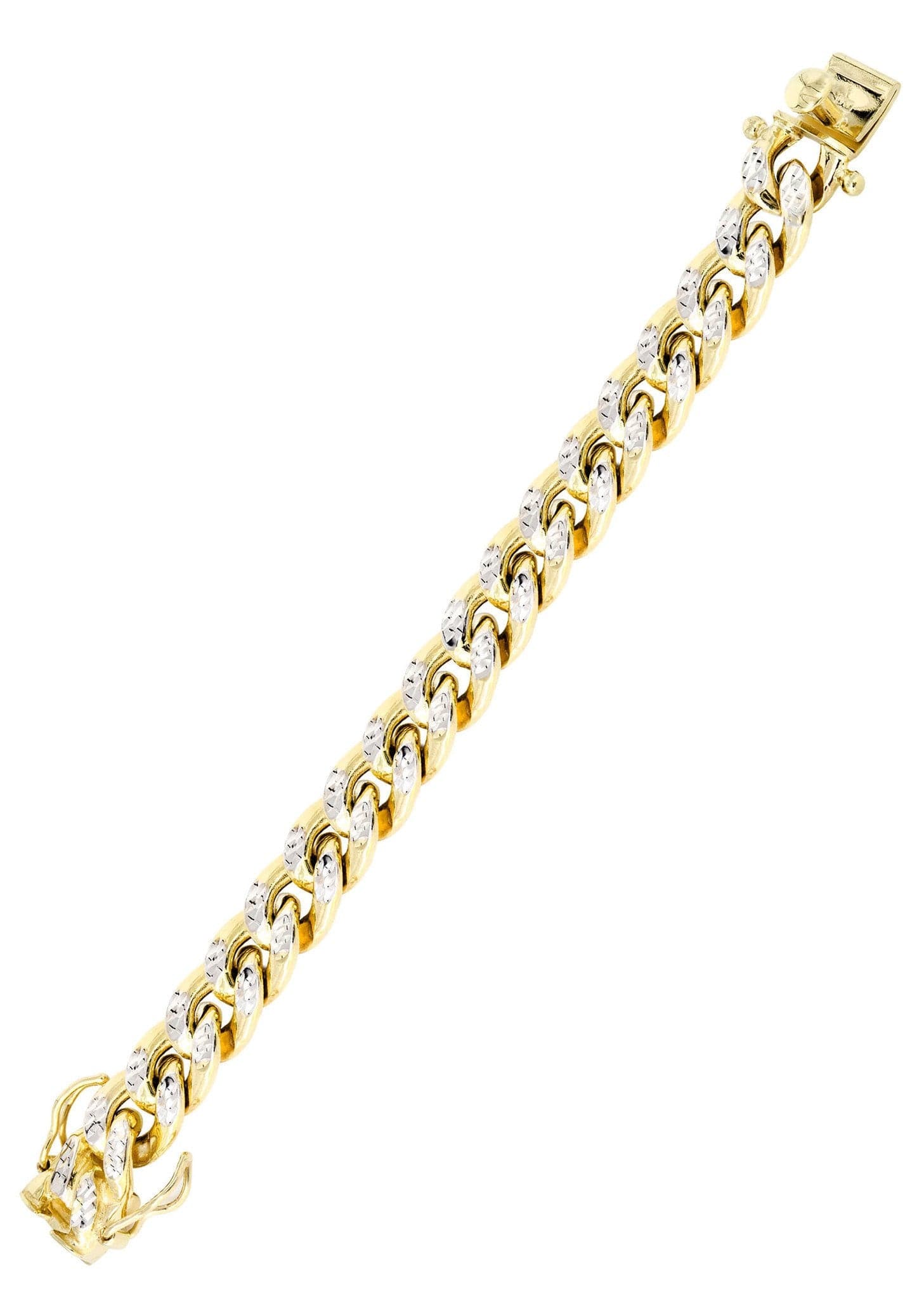 14K Gold Bracelet Semi Solid  Miami Cuban Link Diamond Cut - Image 3