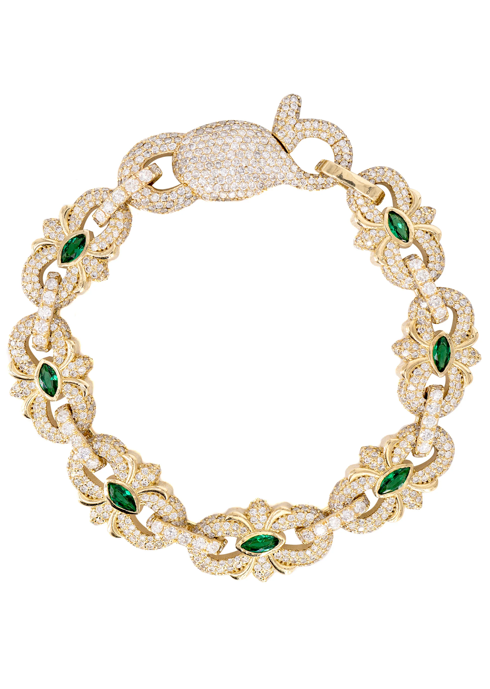 High End Jewelry - Diamond Iced Out Emerald Bracelet - Image 5